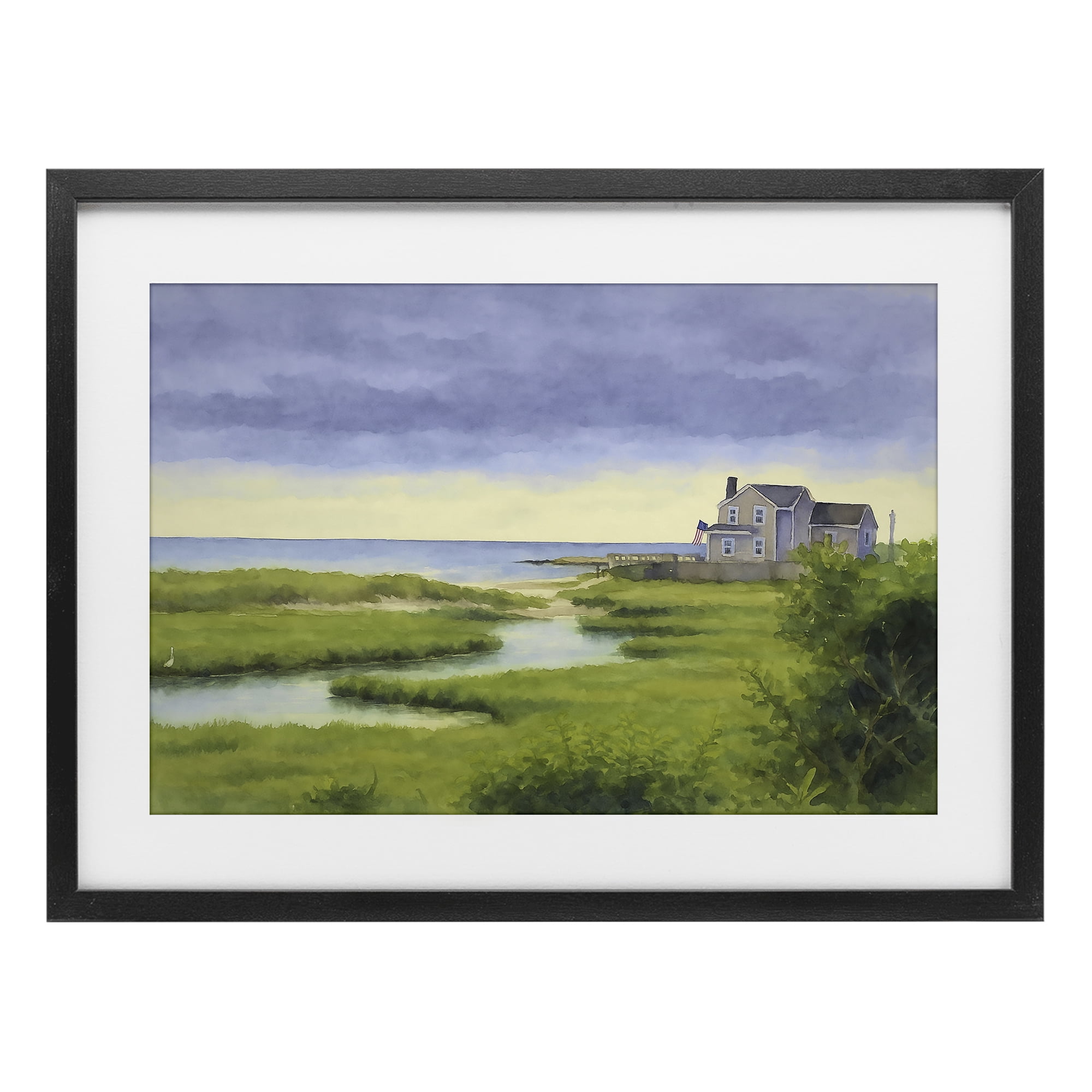 Stupell Industries Marshside Serenity on Cape Black Framed Print Under Glass, design by Grotto Studios