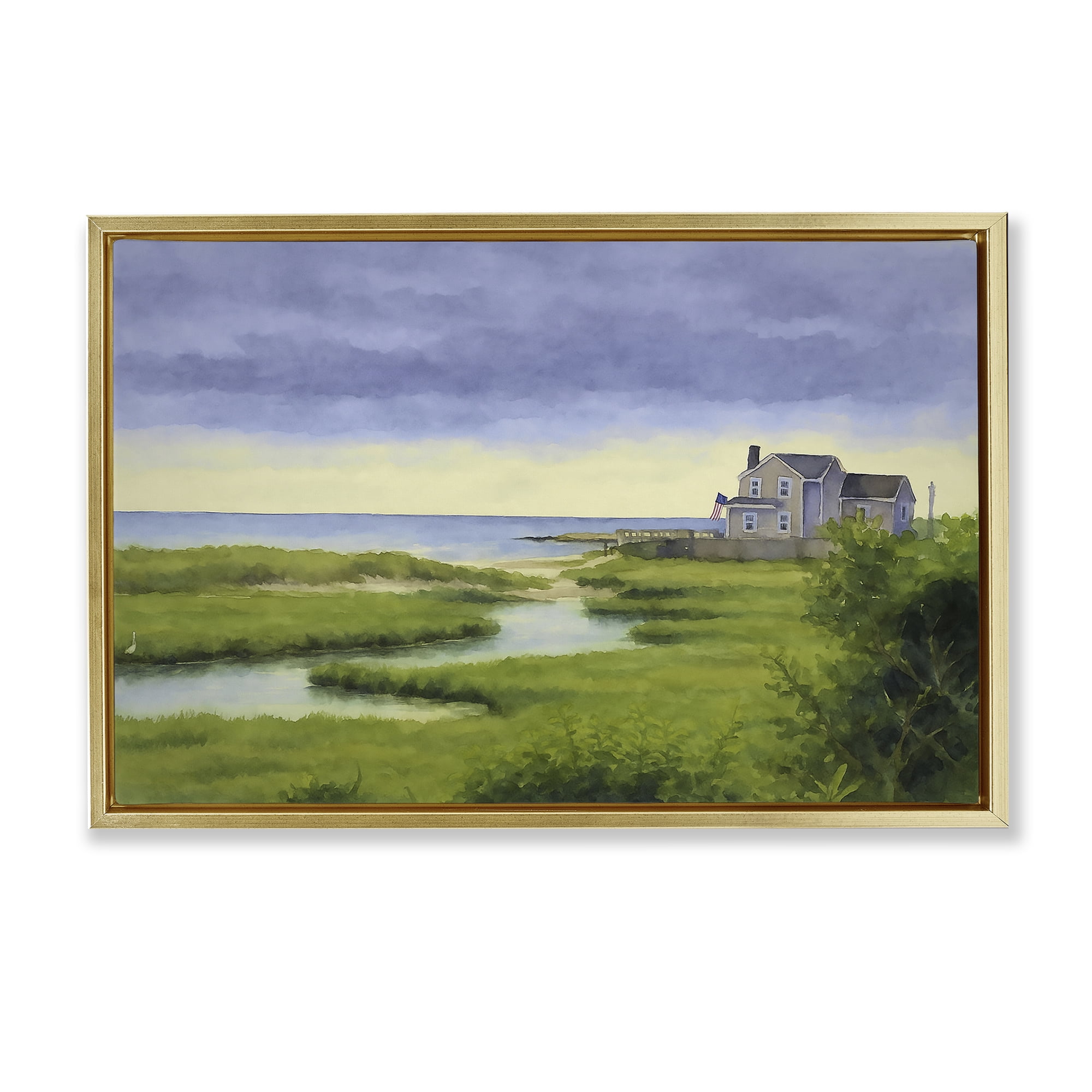 Stupell Industries Marshside Serenity on Cape Gold Framed Floater Canvas Wall Art, design by Grotto Studios