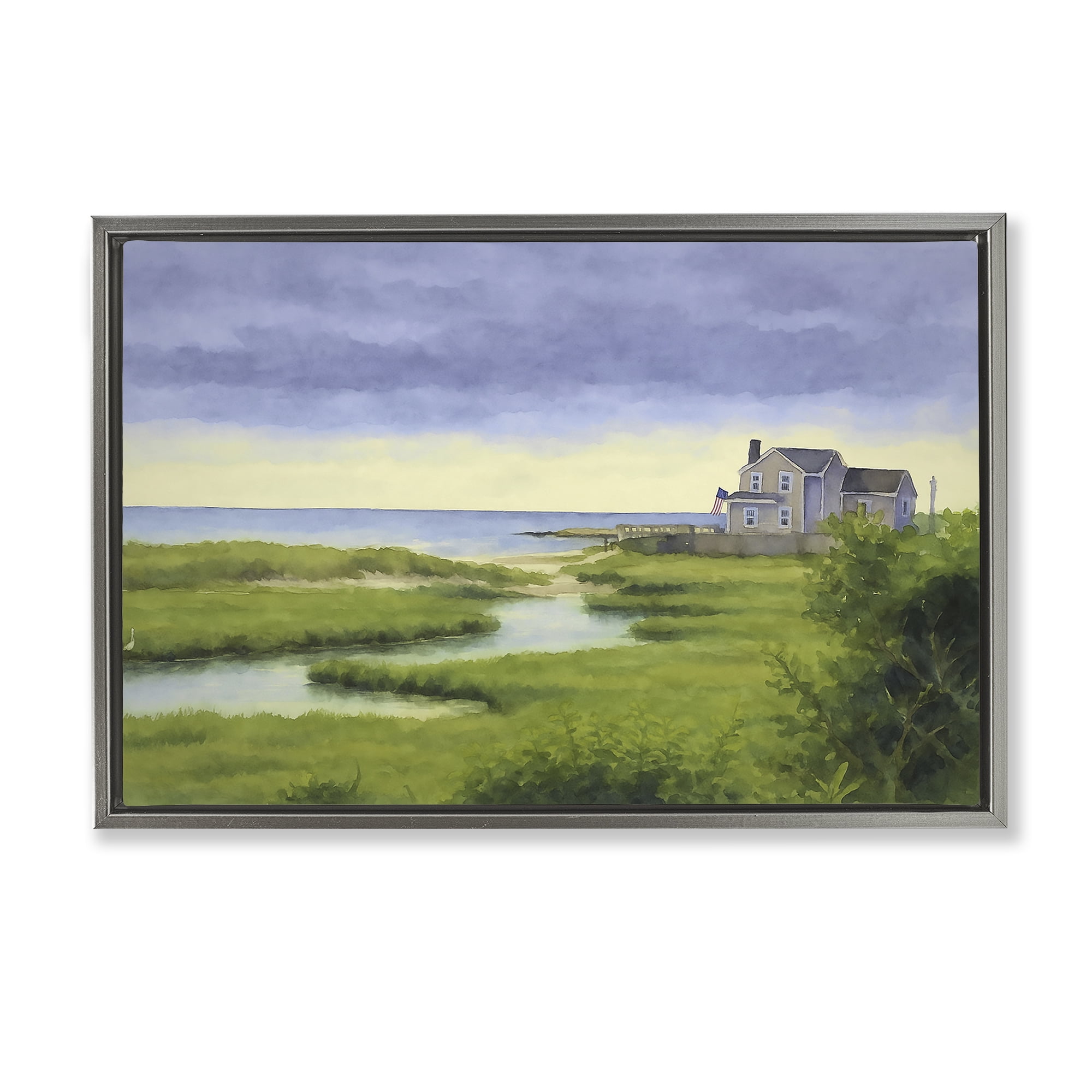 Stupell Industries Marshside Serenity on Cape Gray Framed Floater Canvas Wall Art, design by Grotto Studios