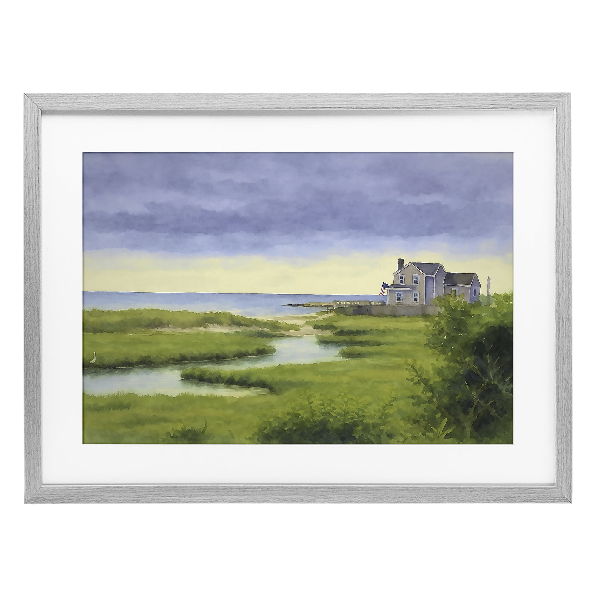 Stupell Industries Marshside Serenity on Cape Gray Framed Print Under Glass, design by Grotto Studios