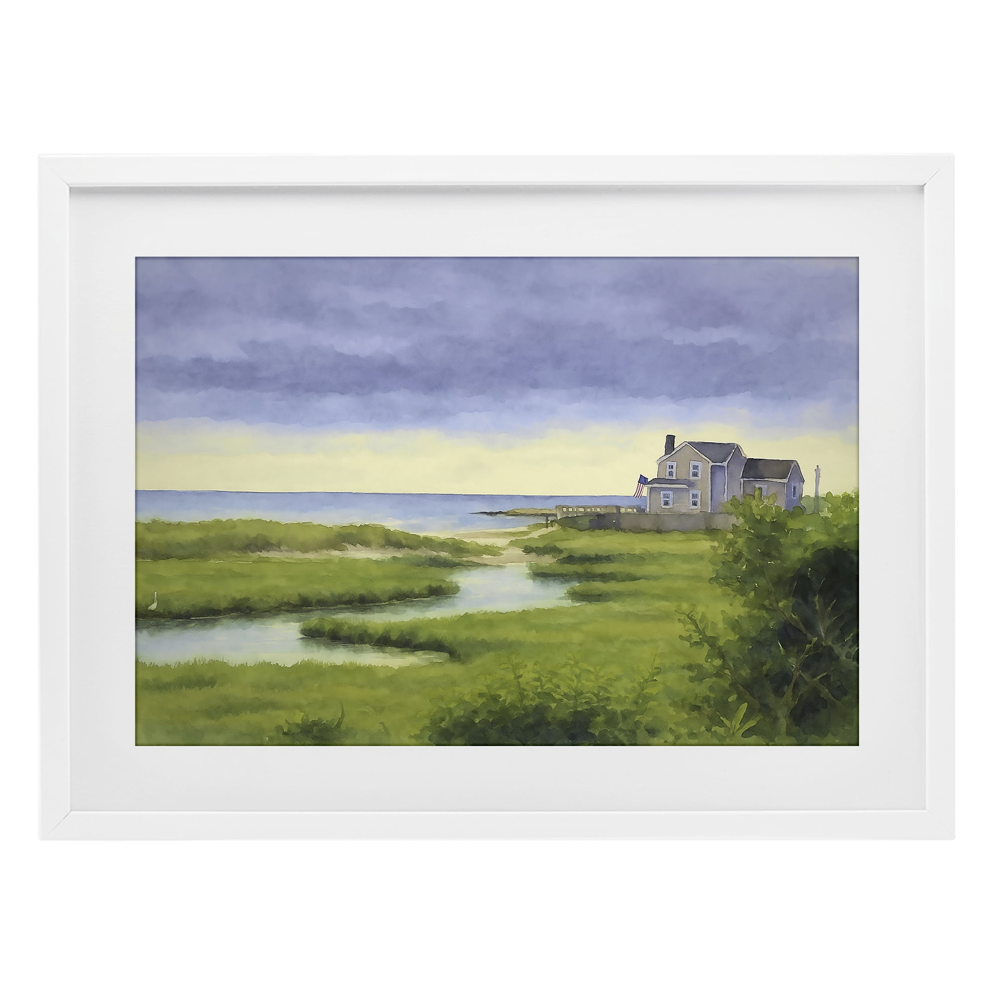 Stupell Industries Marshside Serenity on Cape White Framed Print Under Glass, design by Grotto Studios