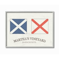 Stupell Industries Martha's Vineyard Nautical Flags Graphic Art Gray Framed Art Print Wall Art, 11x14, by Daphne Polselli