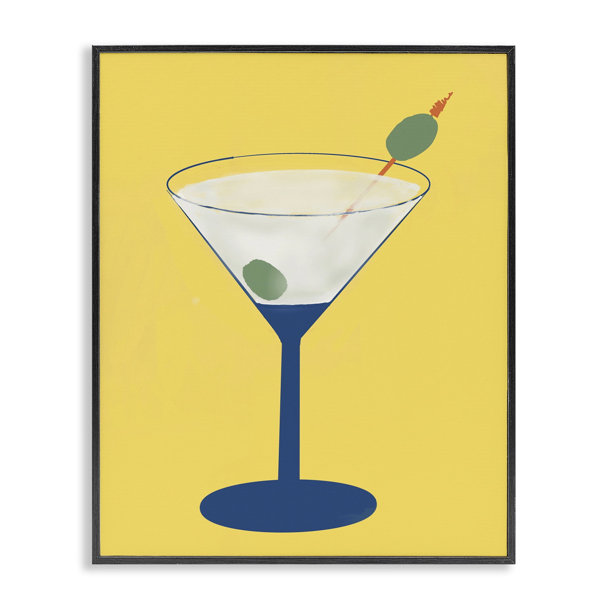 Stupell Industries Martini Glass over Yellow Black Framed Giclee Art, design by Robin Maria