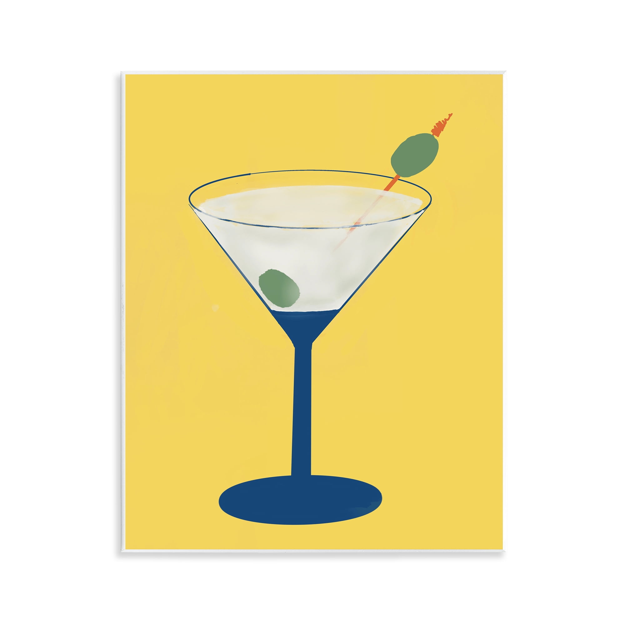 Stupell Industries Martini Glass over Yellow Wall Plaque Art, design by Robin Maria