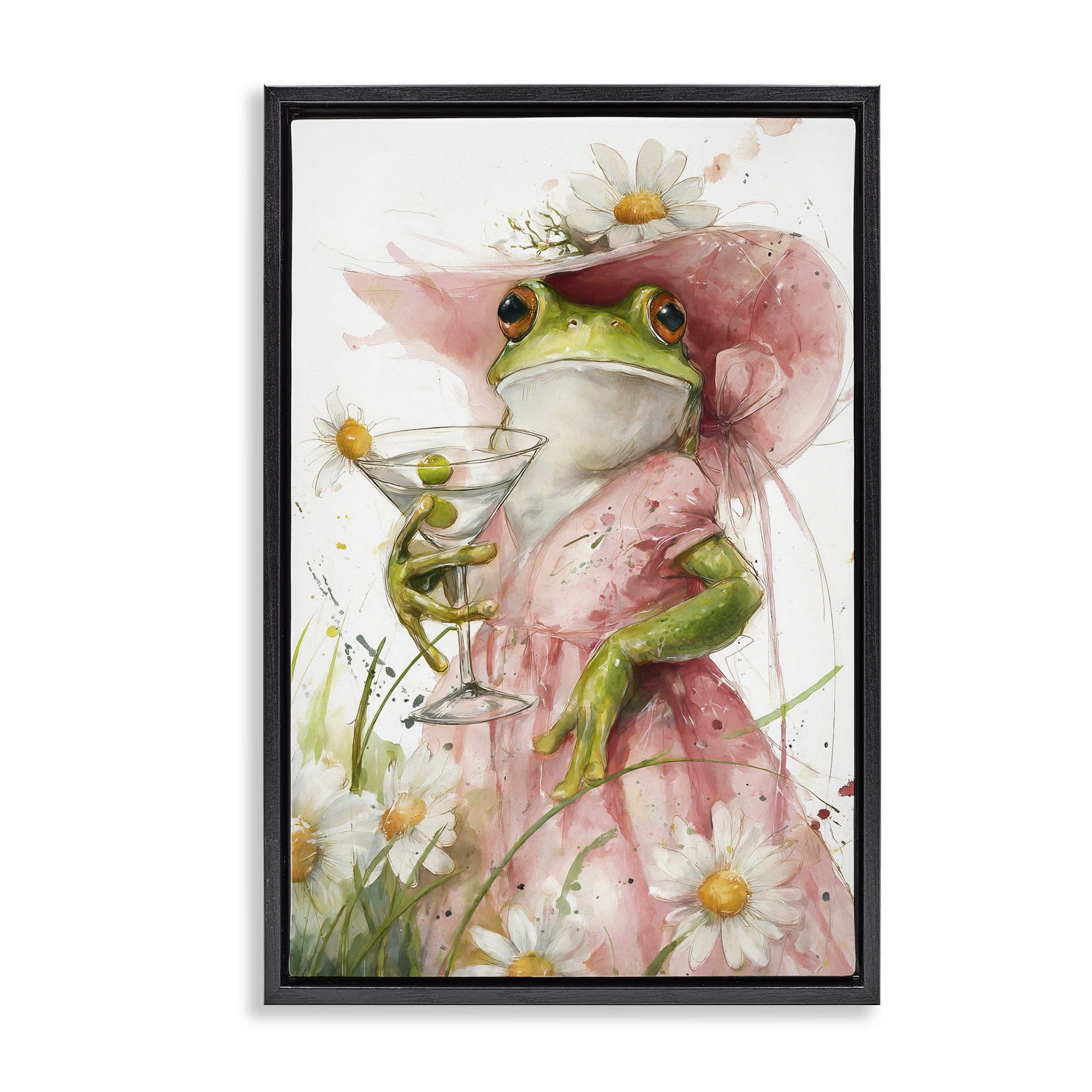 Stupell Industries Martini Hoppy Hour Black Framed Floater Canvas Wall Art, design by Tina LeCour