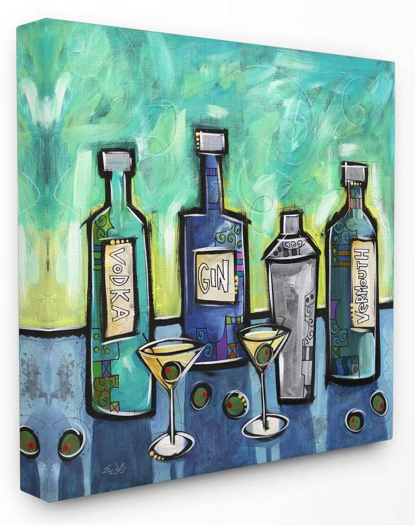 Stupell Industries Martini Mixings Blue Green Modern Painting Canvas Wall Art by Eric Waugh