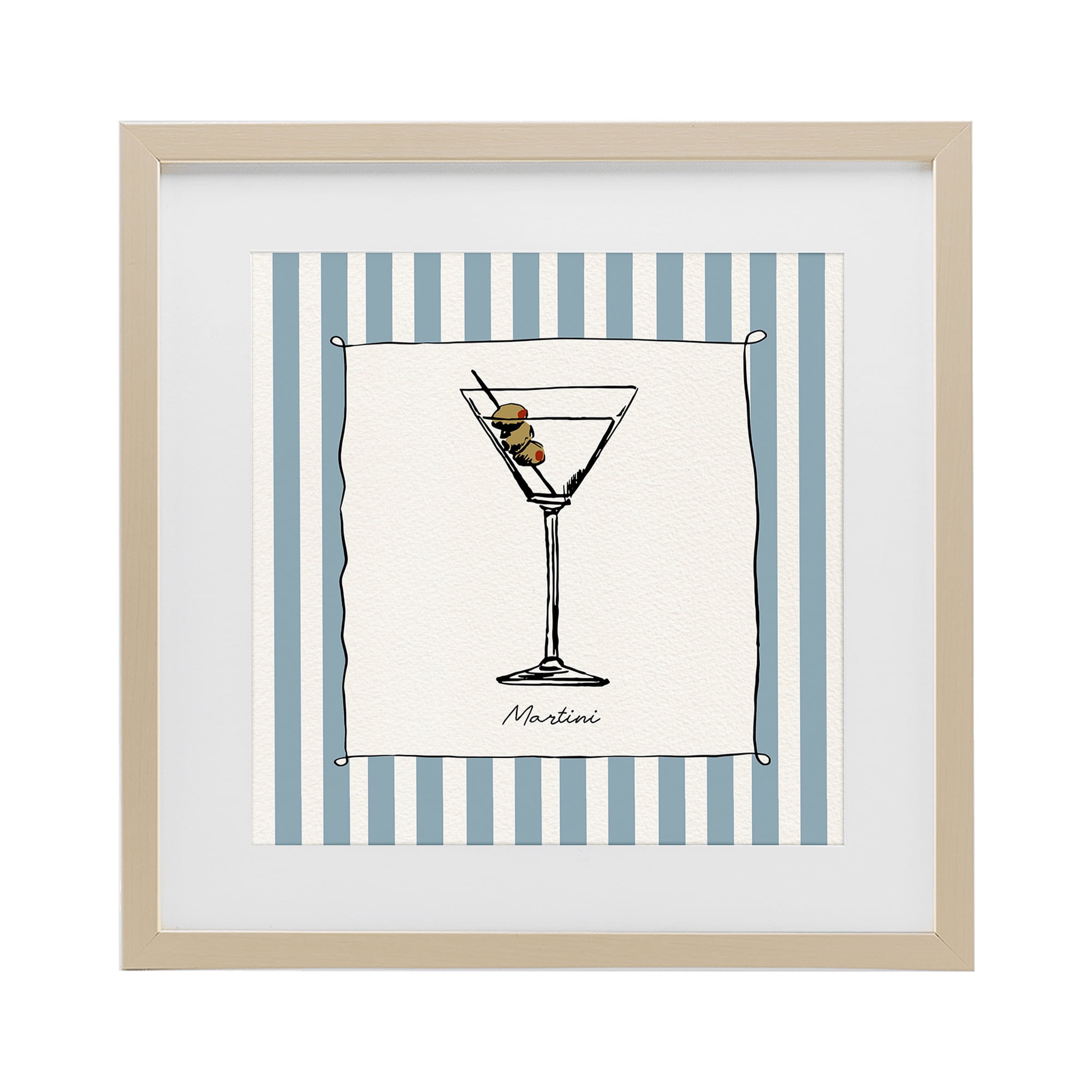 Stupell Industries Martini Summer Stripes Birch Framed Print Under Glass, design by Susan Jill