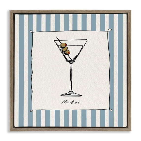 Stupell Industries Contemporary Martini Summer Stripes Brown Floating Frame Canvas Art, 25 x 25, by Susan Jill
