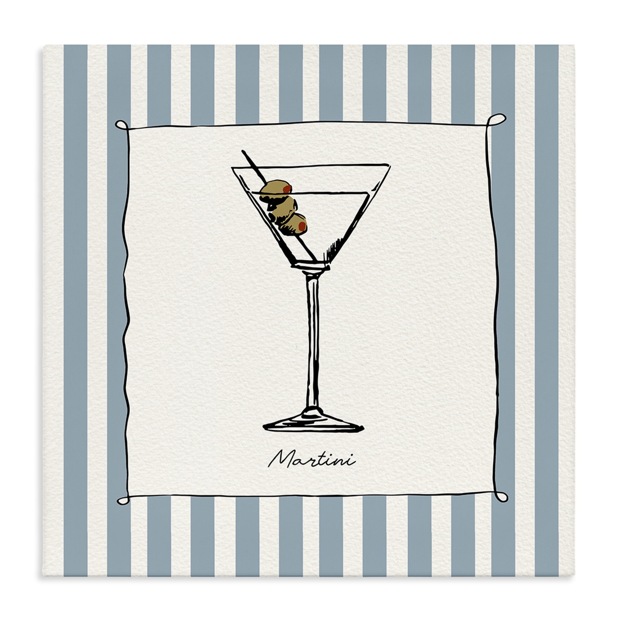 Stupell Industries Martini Summer Stripes Canvas Wall Art, design by Susan Jill