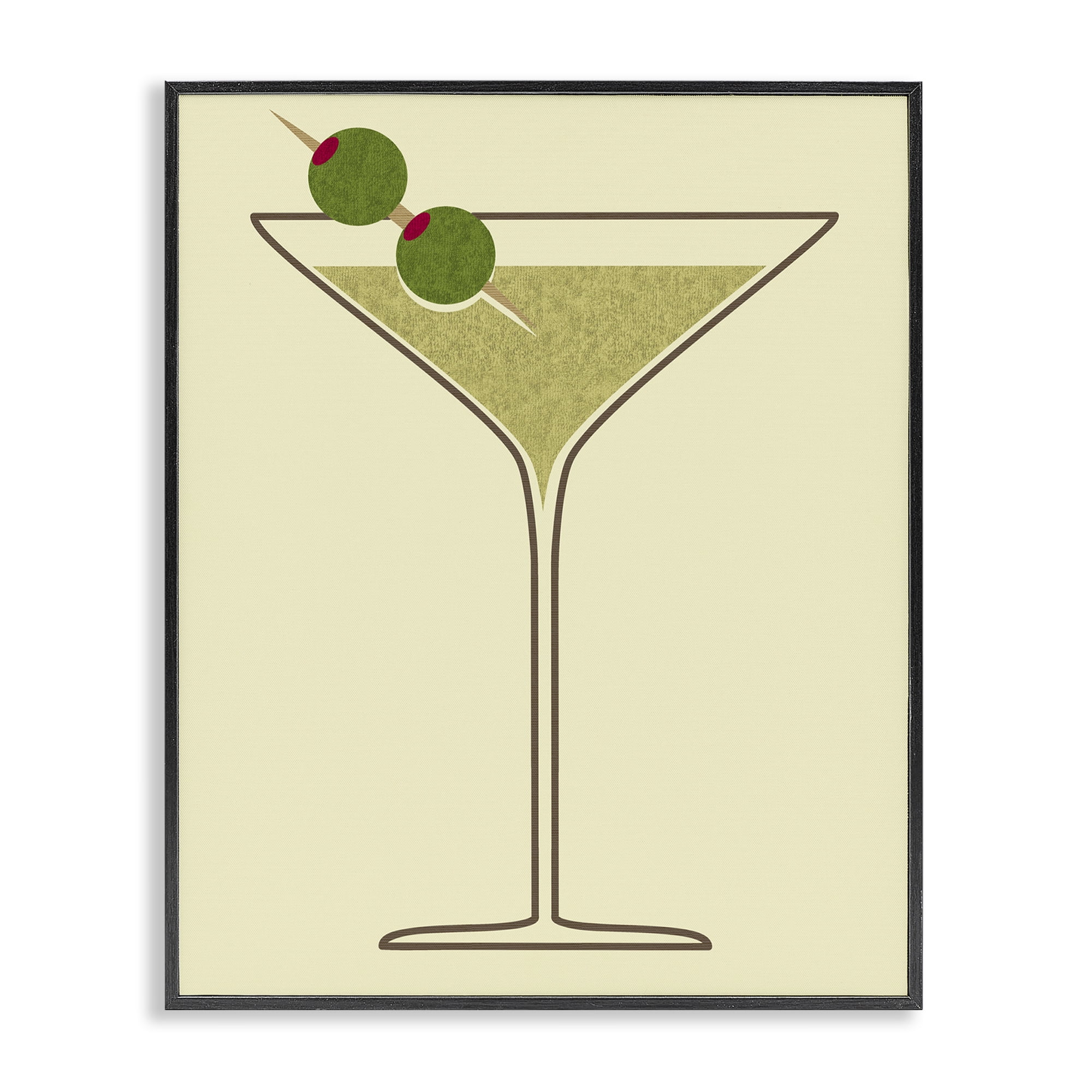 Stupell Industries Martini with Olives Food & Beverage Painting Black Framed Art Print Wall Art, 16 x 20