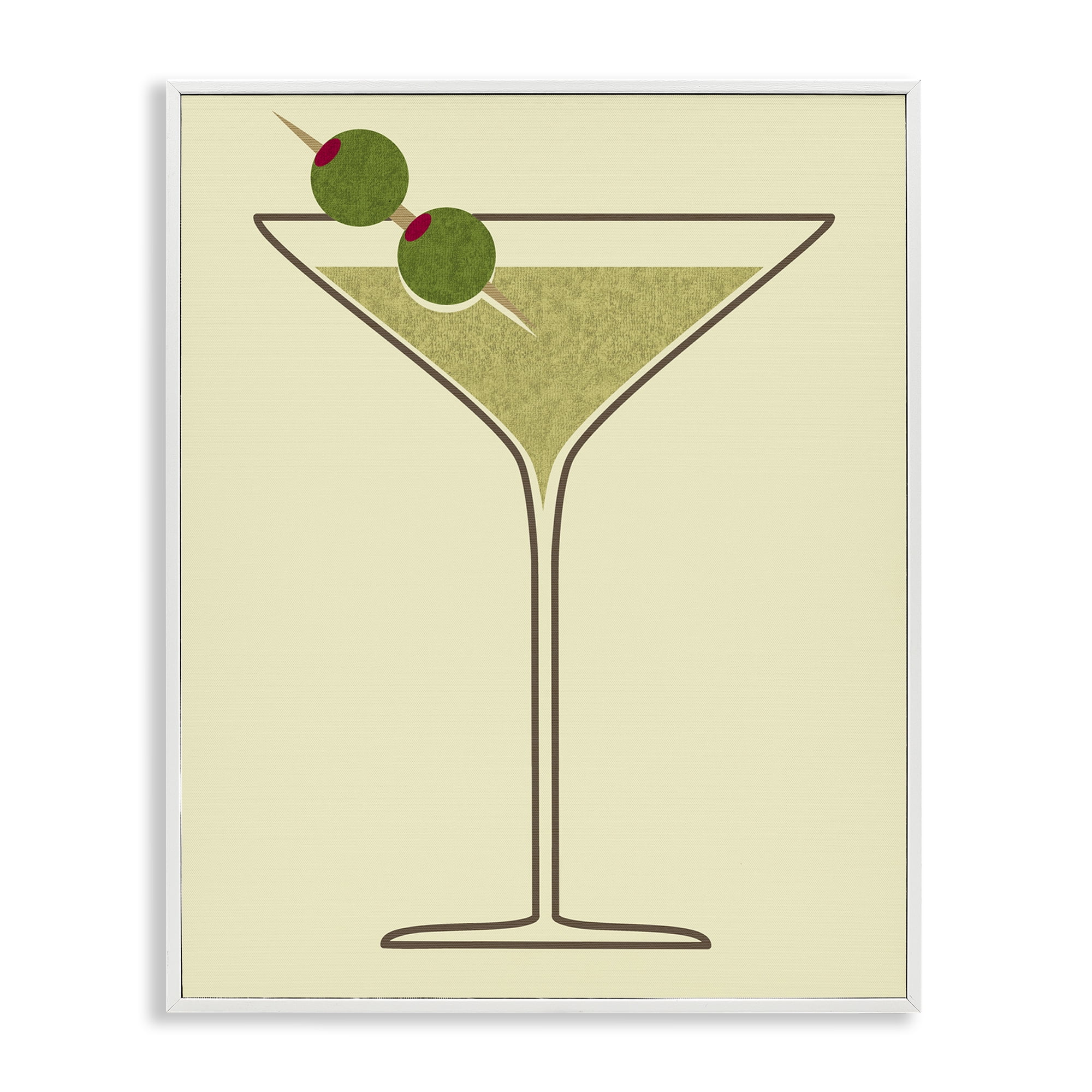 Stupell Industries Martini with Olives Food & Beverage Painting White Framed Art Print Wall Art, 24 x 30