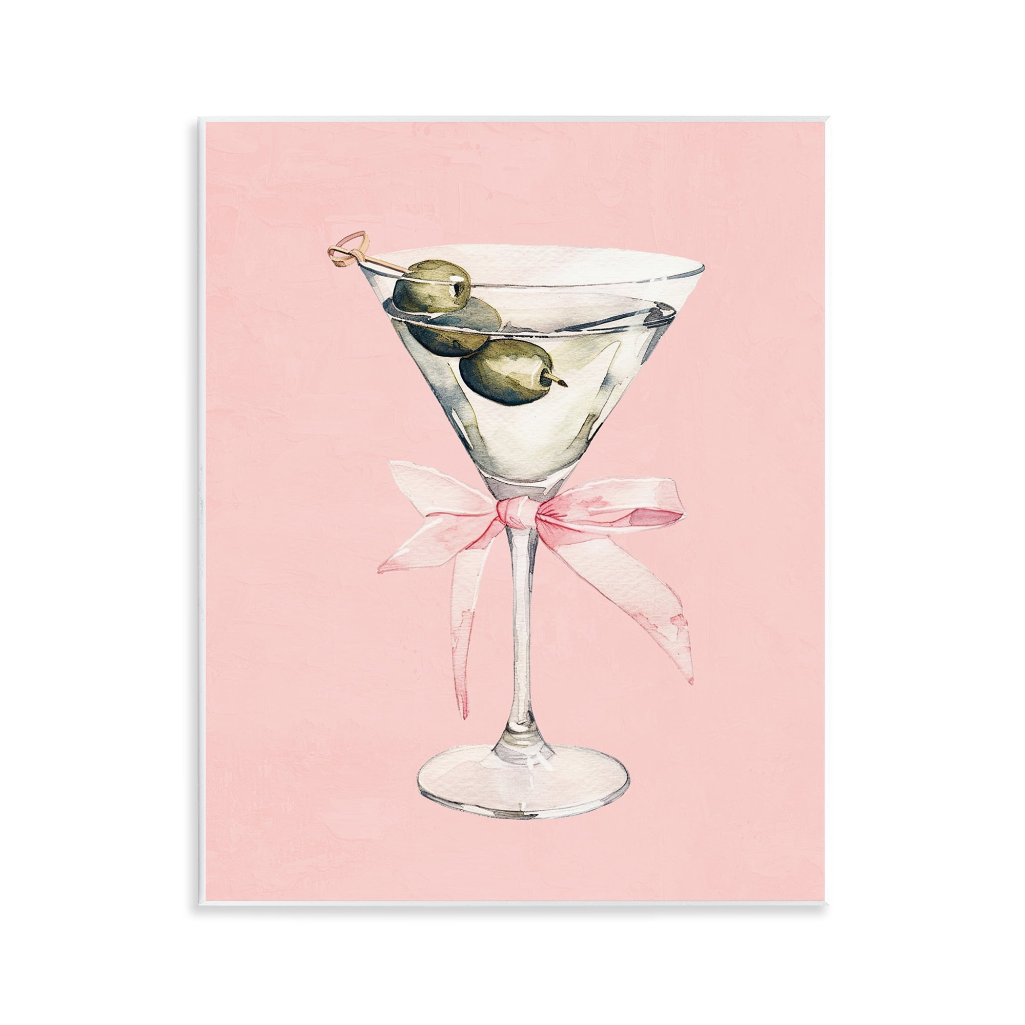 Stupell Industries Martini with Pink Bow Wall Plaque Art, design by Kim Allen