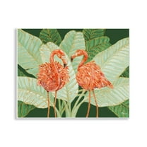 Stupell Industries Martinique Flamingos & Leaves Animals & Insects Painting Unframed Art Print Wall Art, 14 x 11