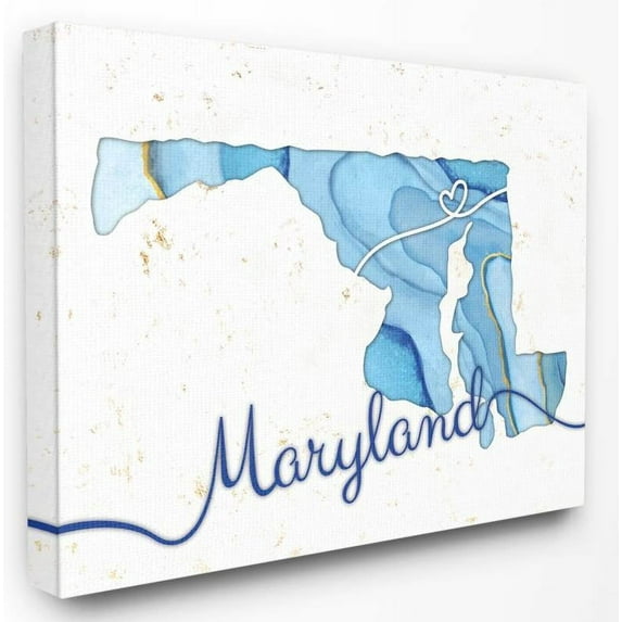 Stupell Industries Maryland Agate Blue US State Design Canvas Wall Art by Ziwei Li