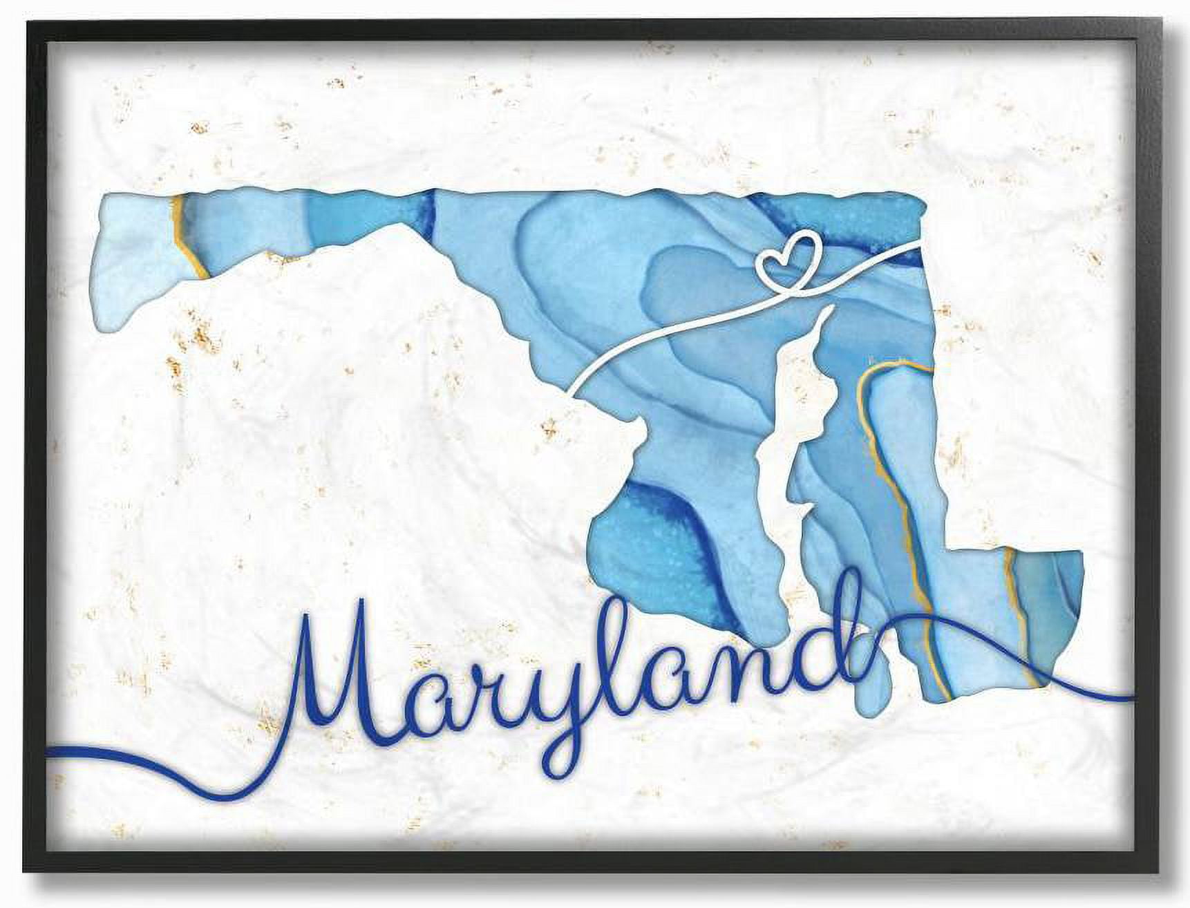 Stupell Industries Maryland Agate Blue US State Design Framed Wall Art by Ziwei Li