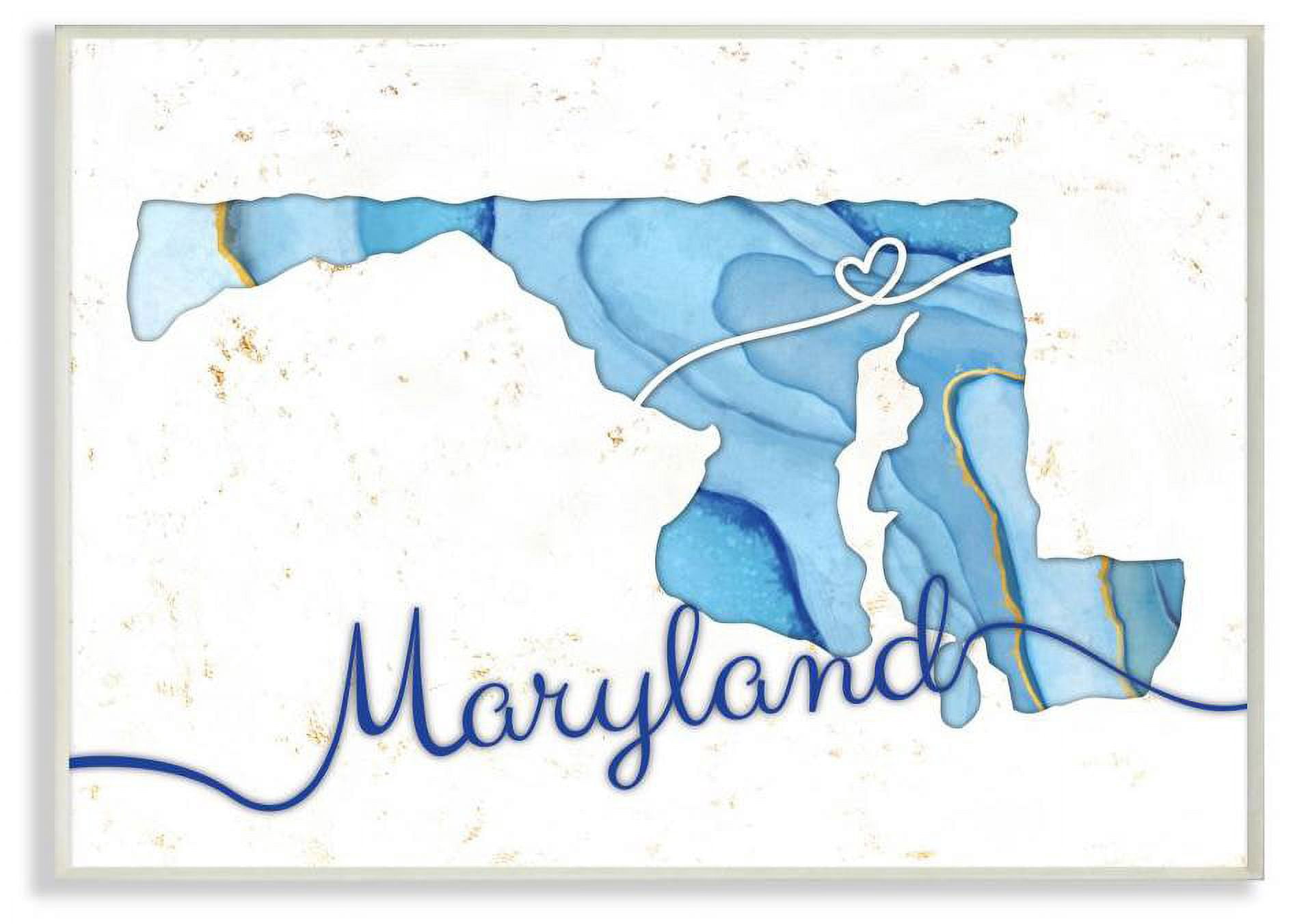 Stupell Industries Maryland Agate Blue US State Design Wall Plaque by Ziwei Li