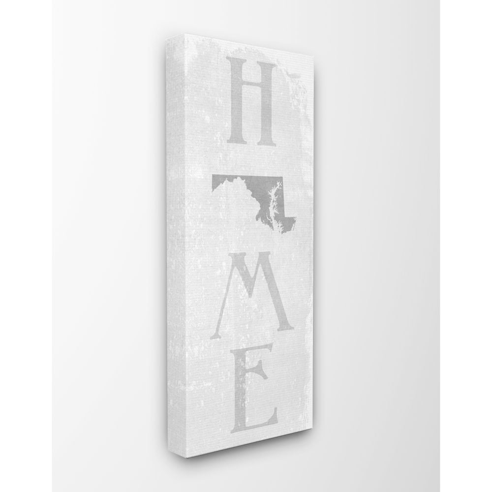 Stupell Industries Maryland Home State Map Grey Textured Word Design Canvas Wall Art by Daphne Polselli