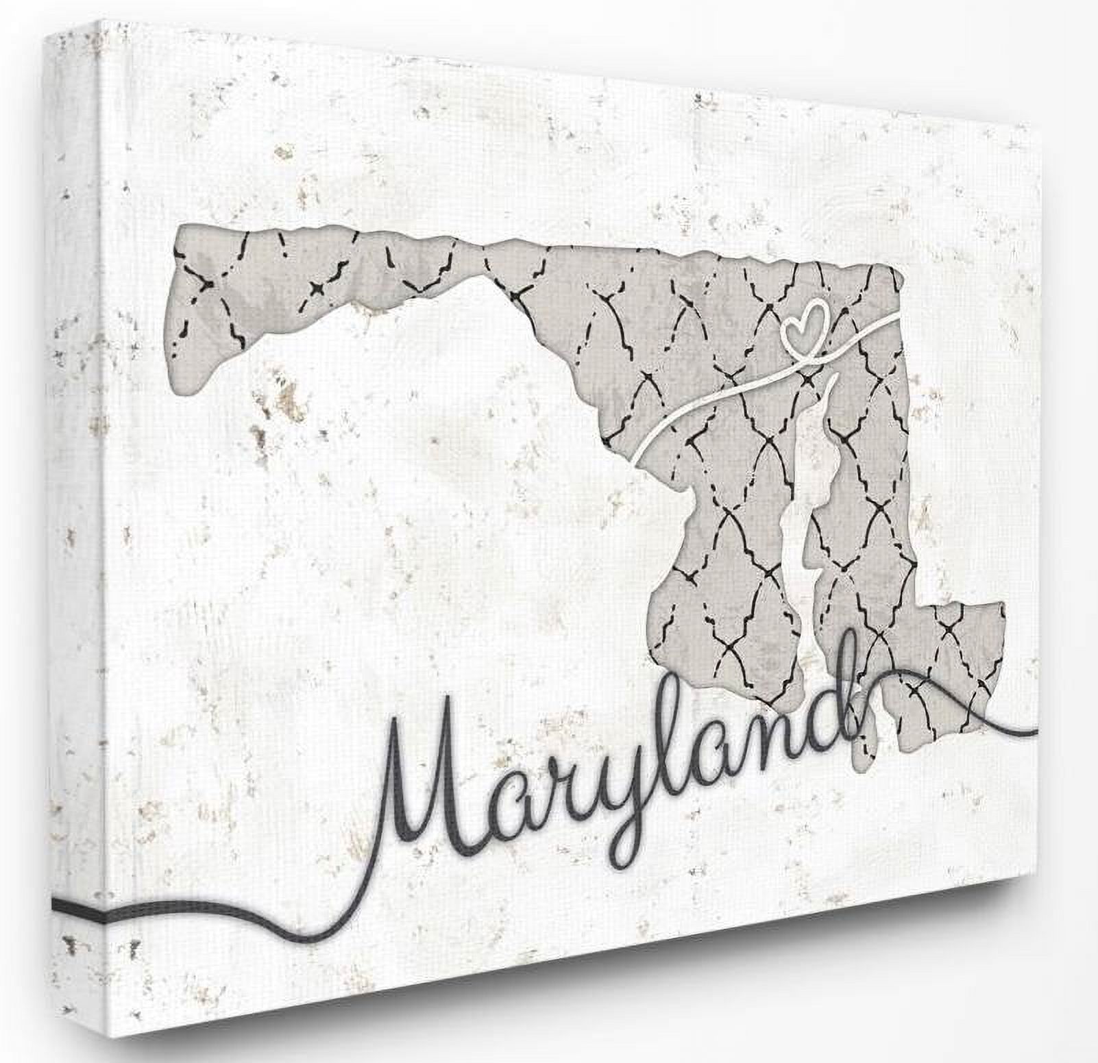 Stupell Industries Maryland Patterned Grey US State Design Canvas Wall Art by Ziwei Li