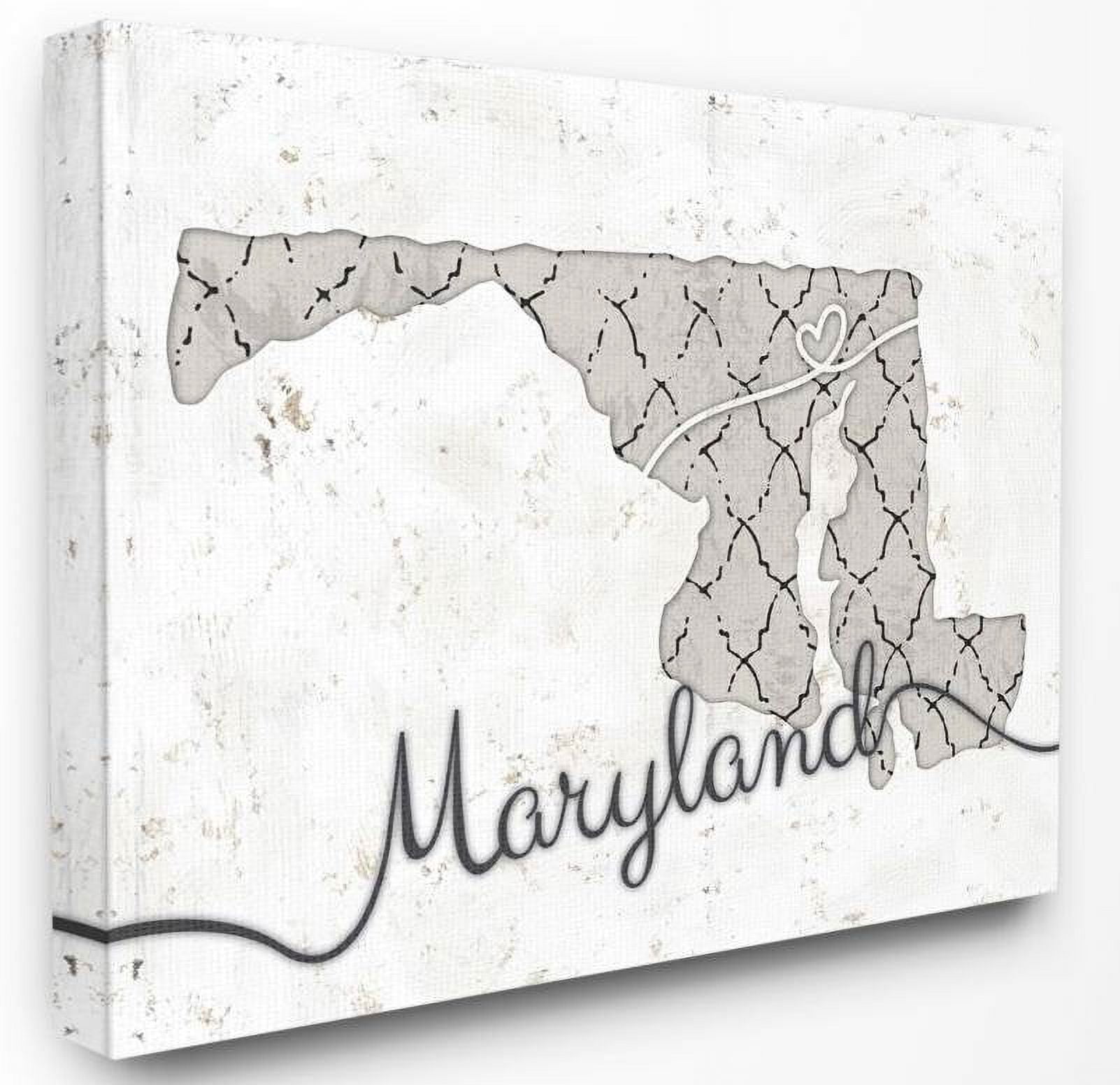 Stupell Industries Maryland Patterned GreyState Design Canvas Wall Art by Ziwei Li