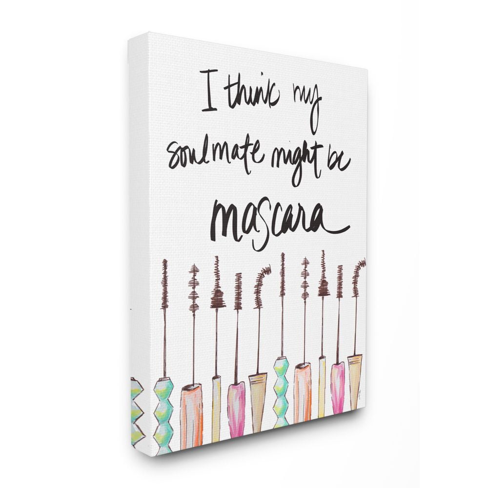 Stupell Industries Mascara Makeup Fashion Modern Watercolor Word Design Super Canvas Wall Art by Gina Ritter