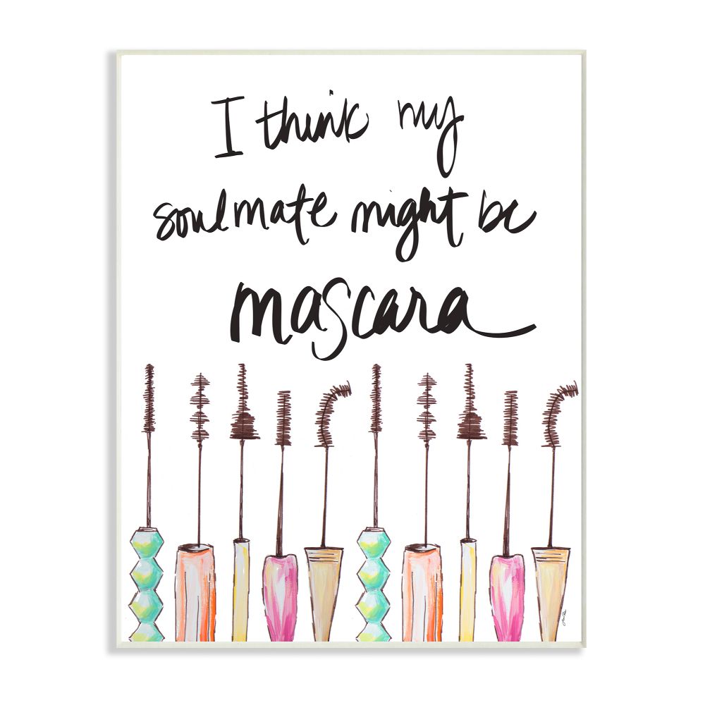 Stupell Industries Mascara Makeup Fashion Modern Watercolor Word Design Wall Plaque Art by Gina Ritter