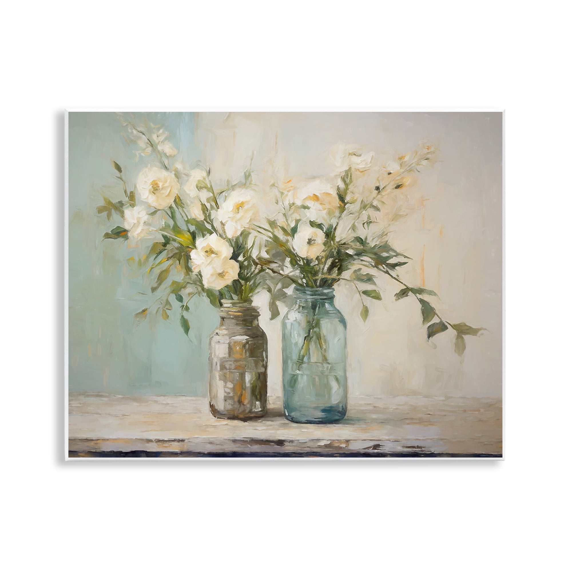 Stupell Industries Mason Jar Bouquet Botanical & Floral Painting Unframed Art Print Wall Art, 14 x 11