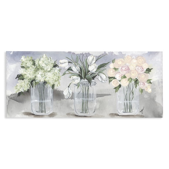 Stupell Industries Shabby Chic Mason Jar Flower Watercolor Canvas Art, 30 x 13, by Julie Norkus