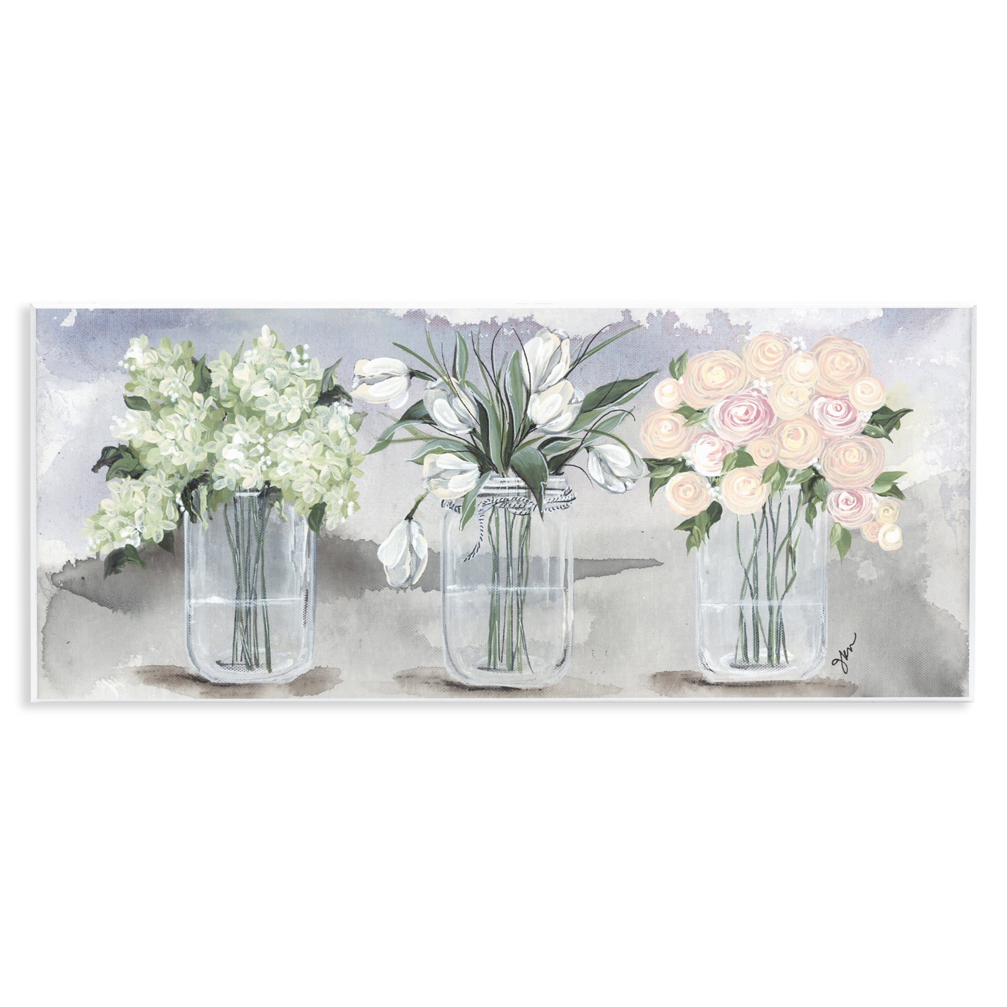 Stupell Industries Mason Jar Flower Watercolor Wall Plaque Art, design by Julie Norkus