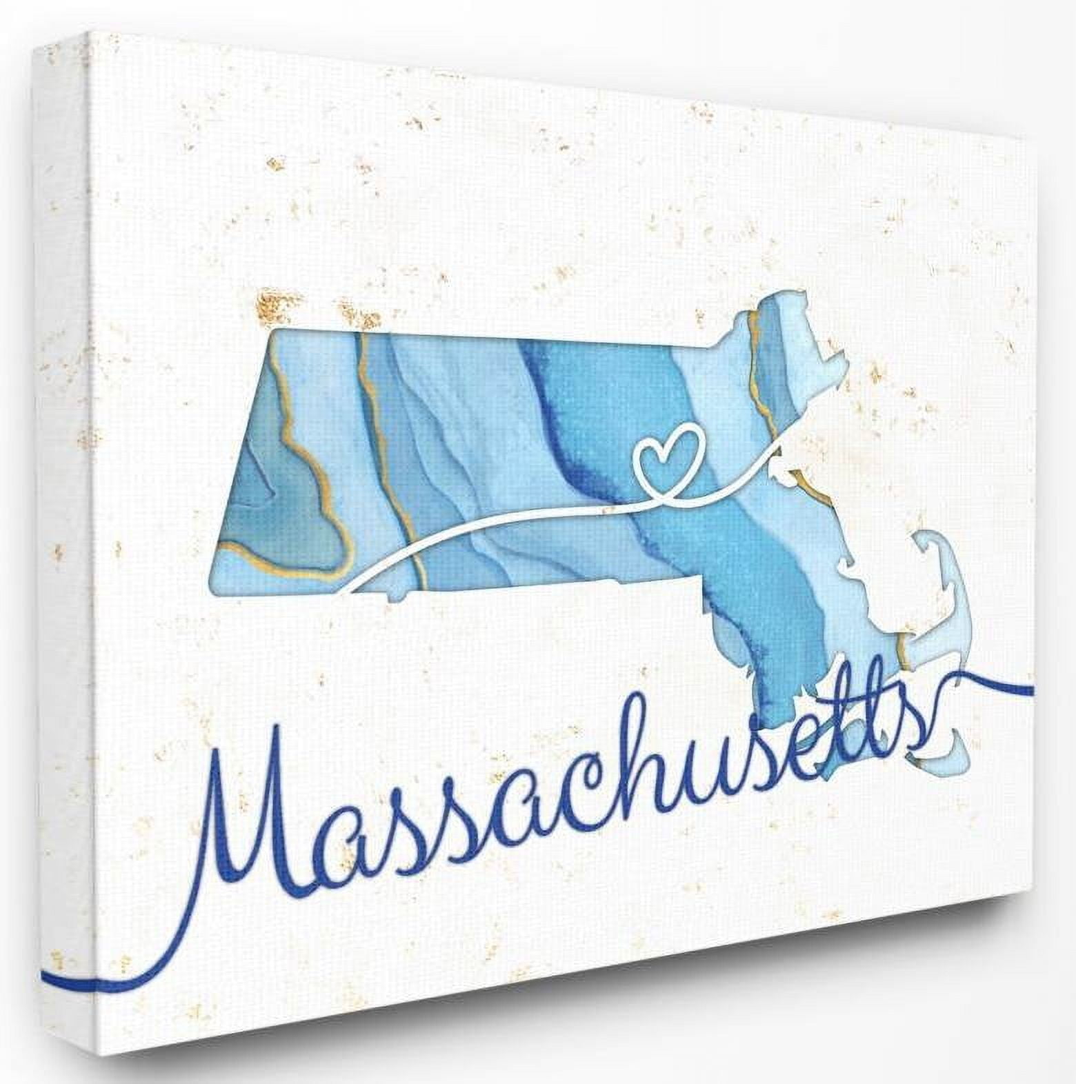 Stupell Industries Massachusetts Agate Blue US State Design Canvas Wall Art by Ziwei Li