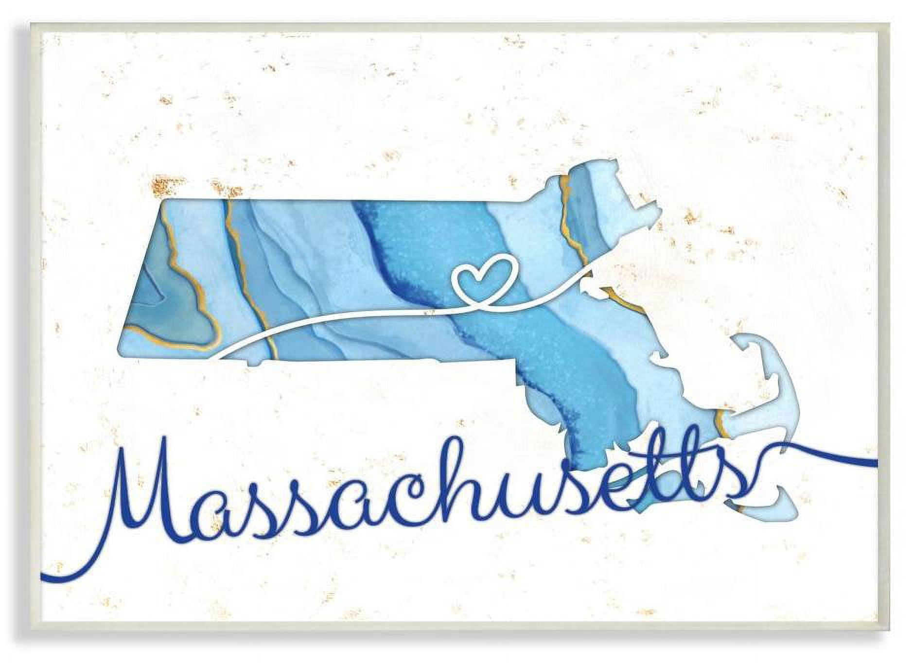 Stupell Industries Massachusetts Agate Blue US State Design Wall Plaque by Ziwei Li