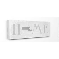 Stupell Industries Massachusetts Home State Map Grey Neutral Textured Word Design Canvas Wall Art by Daphne Polselli