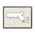 thumbnail image 1 of Stupell Industries Massachusetts Home State Map Neutral Print Design Framed Giclee Texturized Art by Daphne Polselli, 1 of 2