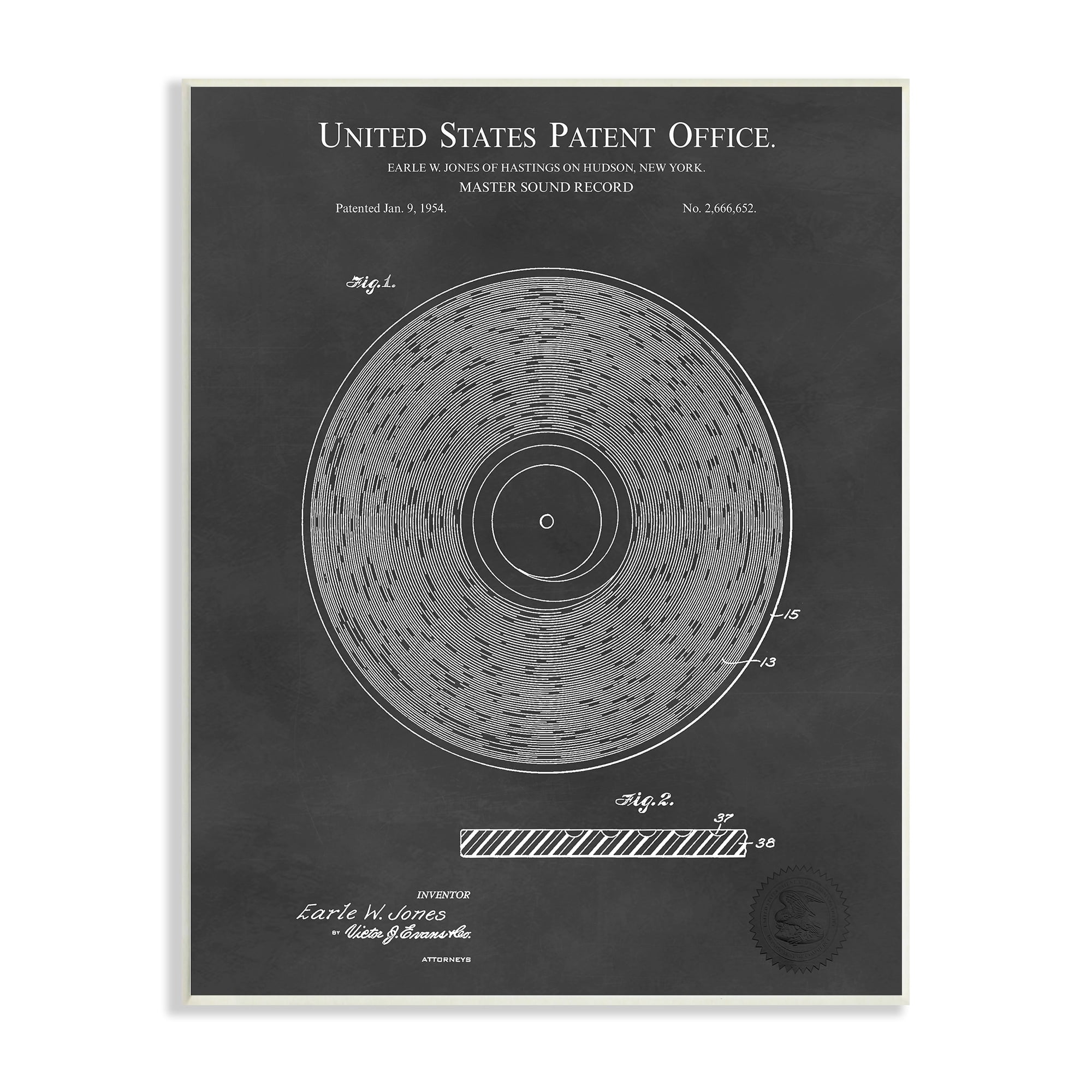 Stupell Industries Master Sound Record Music Diagram Detailed Design Wood Wall Art, 10 x 15, Design by Karl Hronek