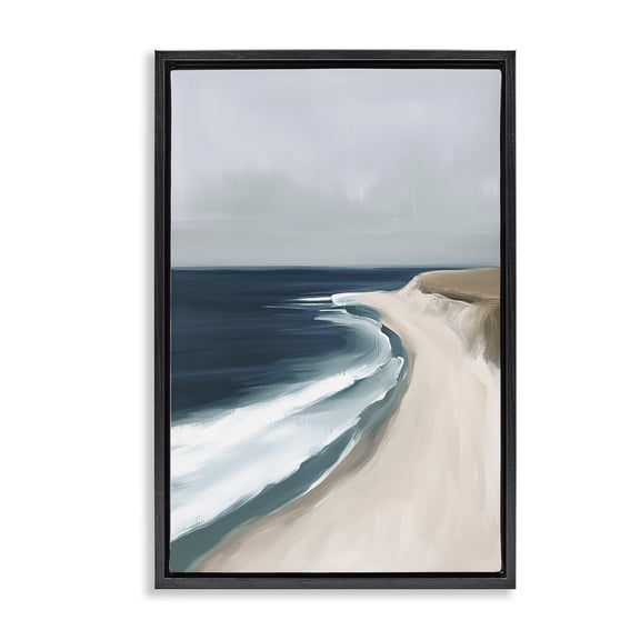 Stupell Industries Matador Beach Shore Black Framed Floater Canvas Wall Art design by Amanda Tsoukanelis, 25 x 17