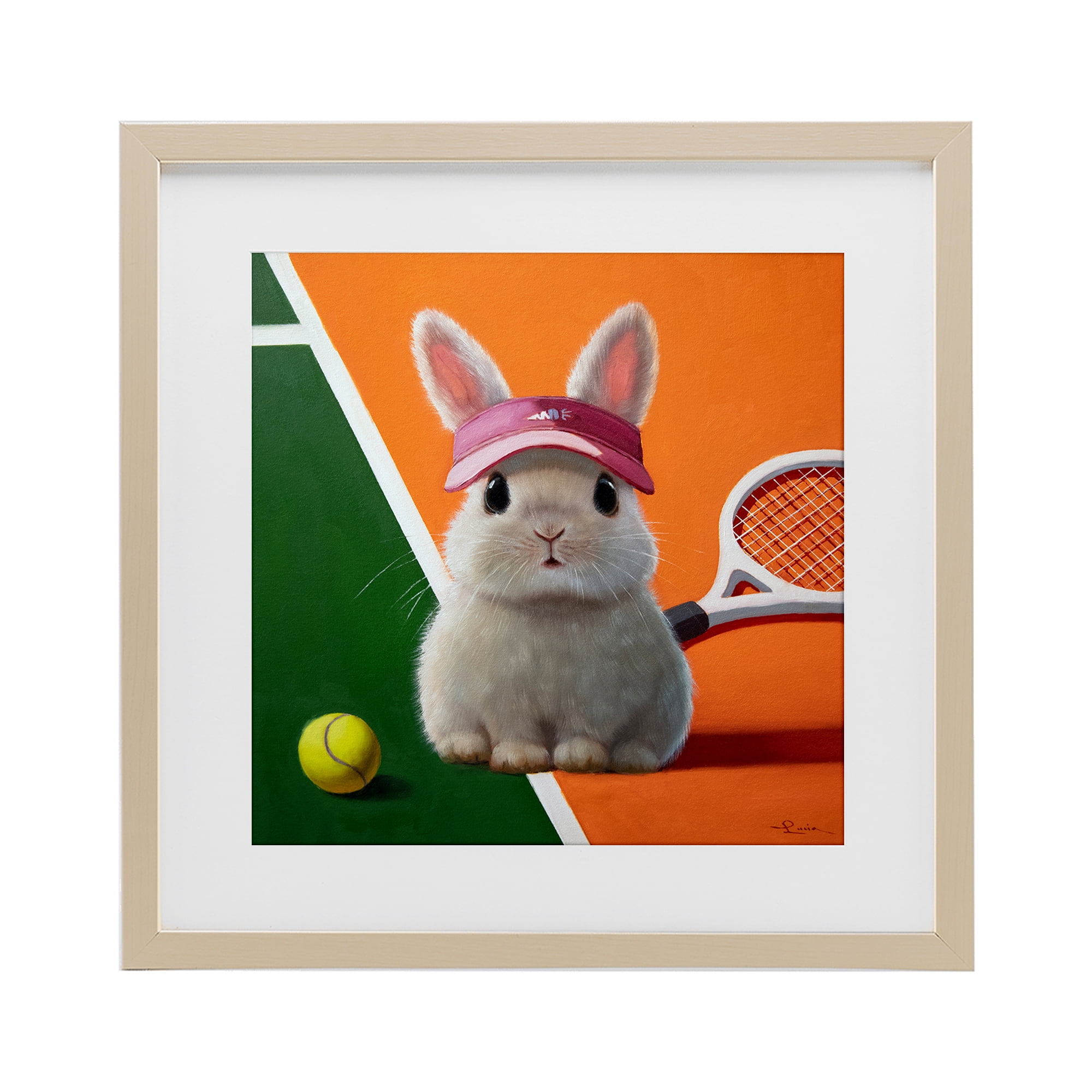 Stupell Industries Match Ready Tennis Bunny Birch Framed Print Under Glass, design by Lucia Heffernan