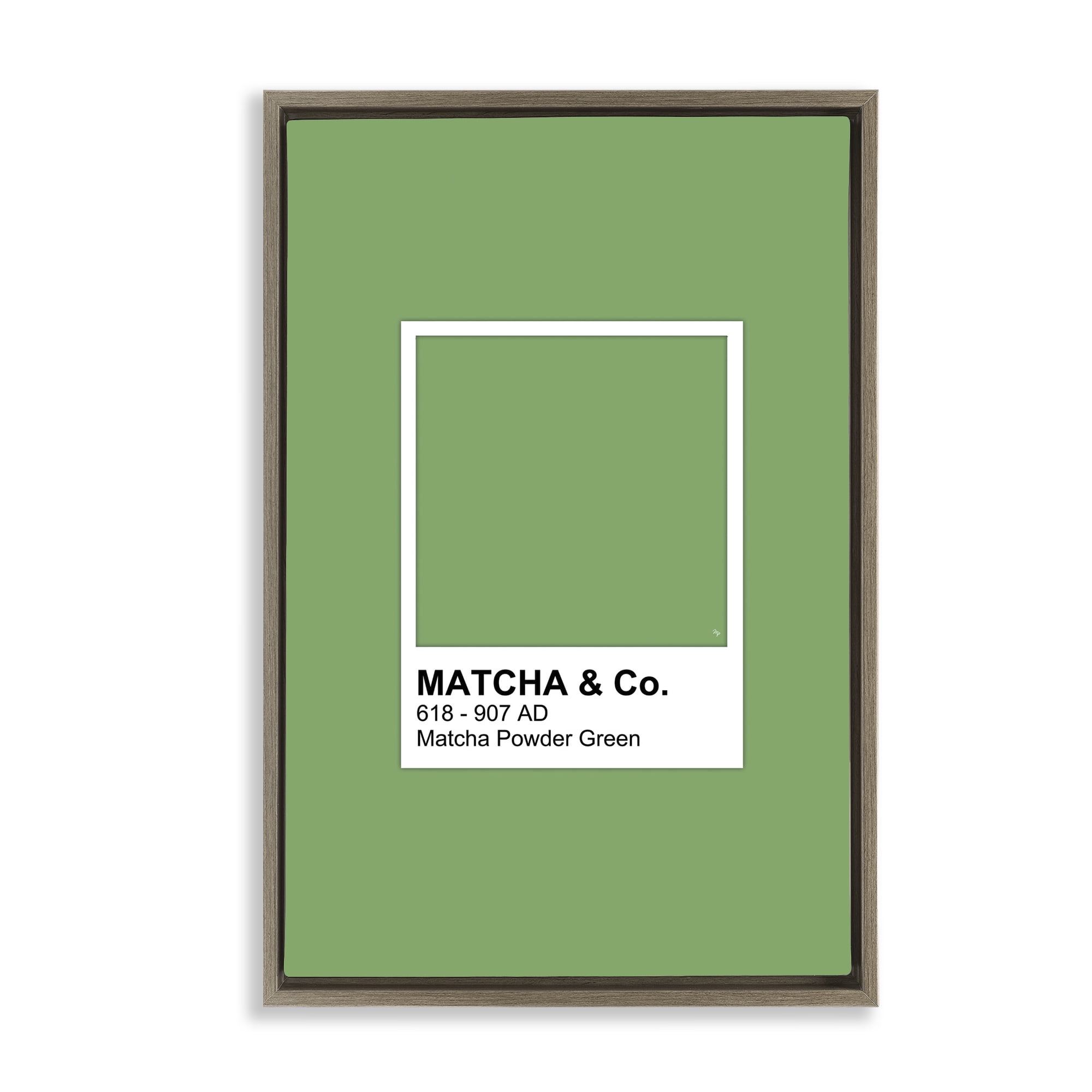 Stupell Industries Matcha Powder Green Shade Brown Framed Floater Canvas Wall Art, design by Martina Pavlova
