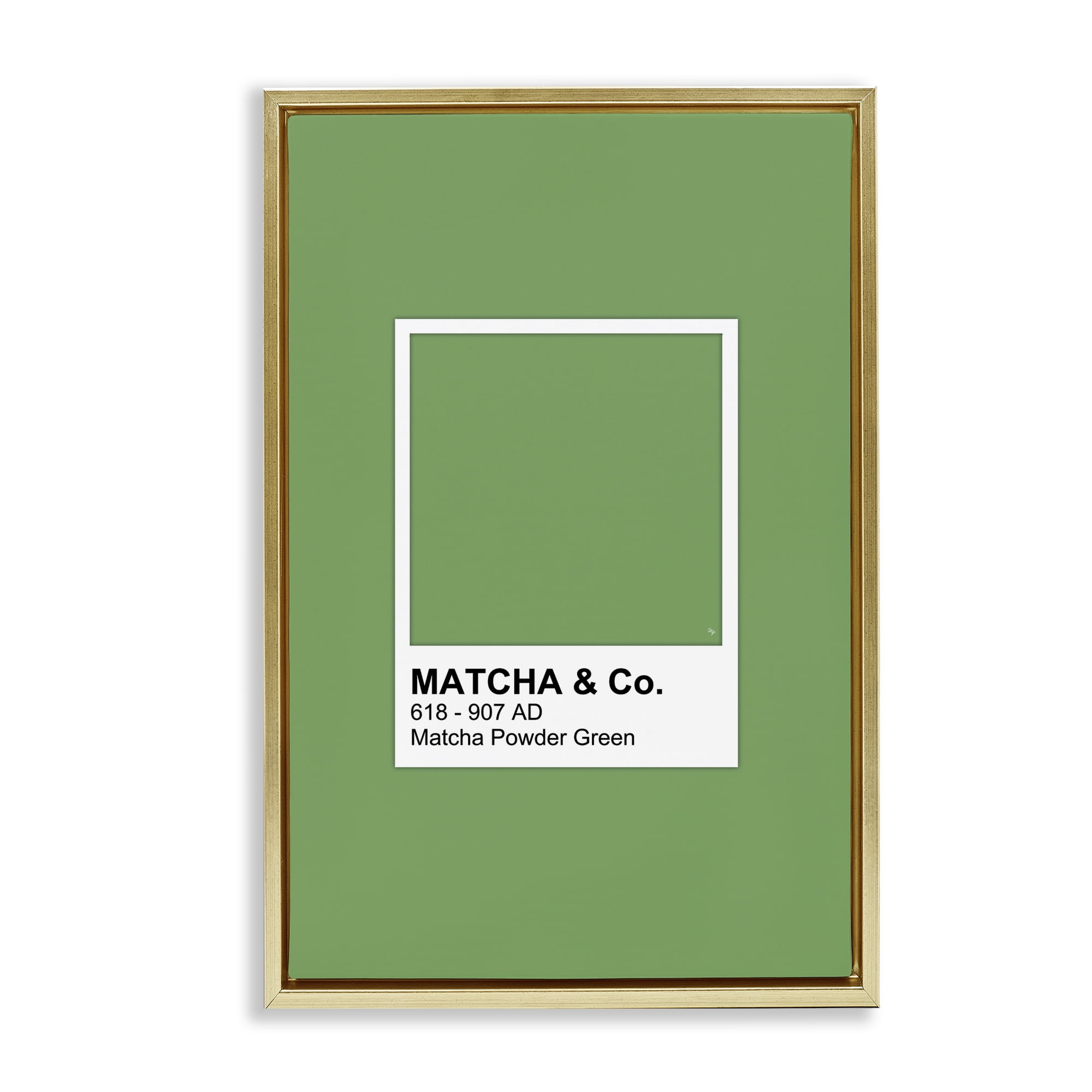 Stupell Industries Matcha Powder Green Shade Gold Framed Floater Canvas Wall Art, design by Martina Pavlova
