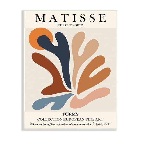 Stupell Industries Matisse Abstract Cut Out Forms Traditional Painting , 13 x 19, Designed by Ros Ruseva