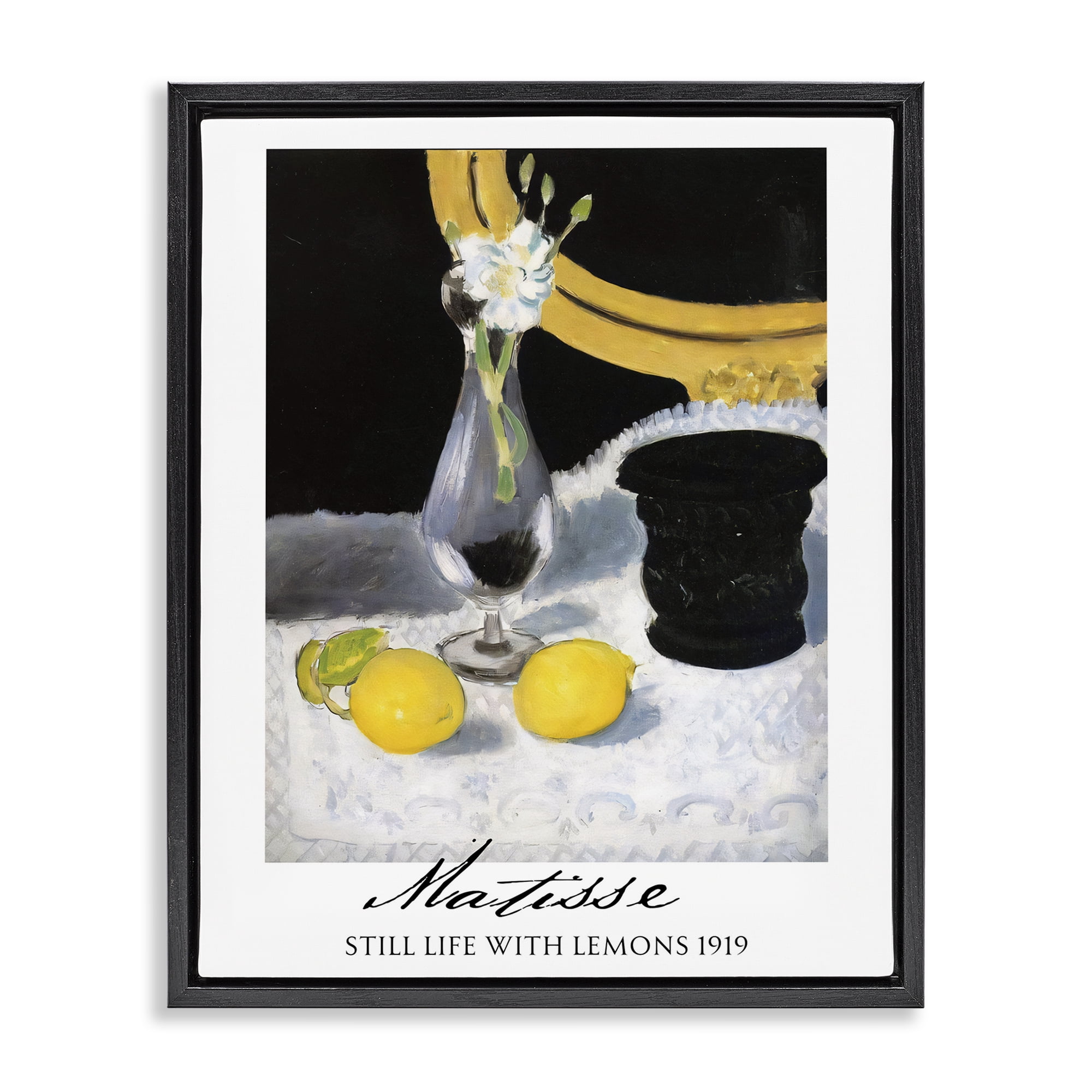 Stupell Industries Matisse Still Life Lemons Black Framed Floater Canvas Wall Art, design by Vintage Hustle