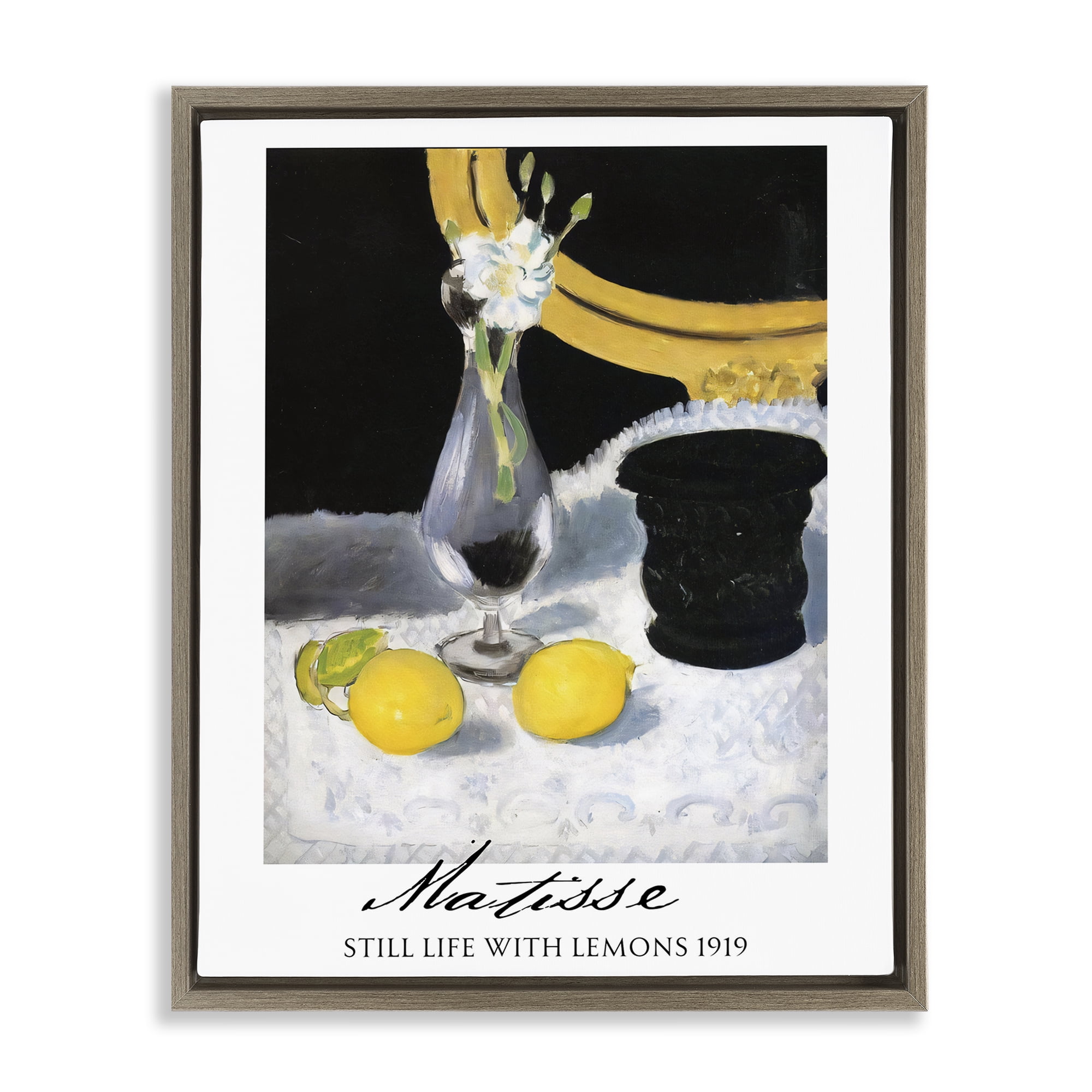 Stupell Industries Matisse Still Life Lemons Brown Framed Floater Canvas Wall Art, design by Vintage Hustle