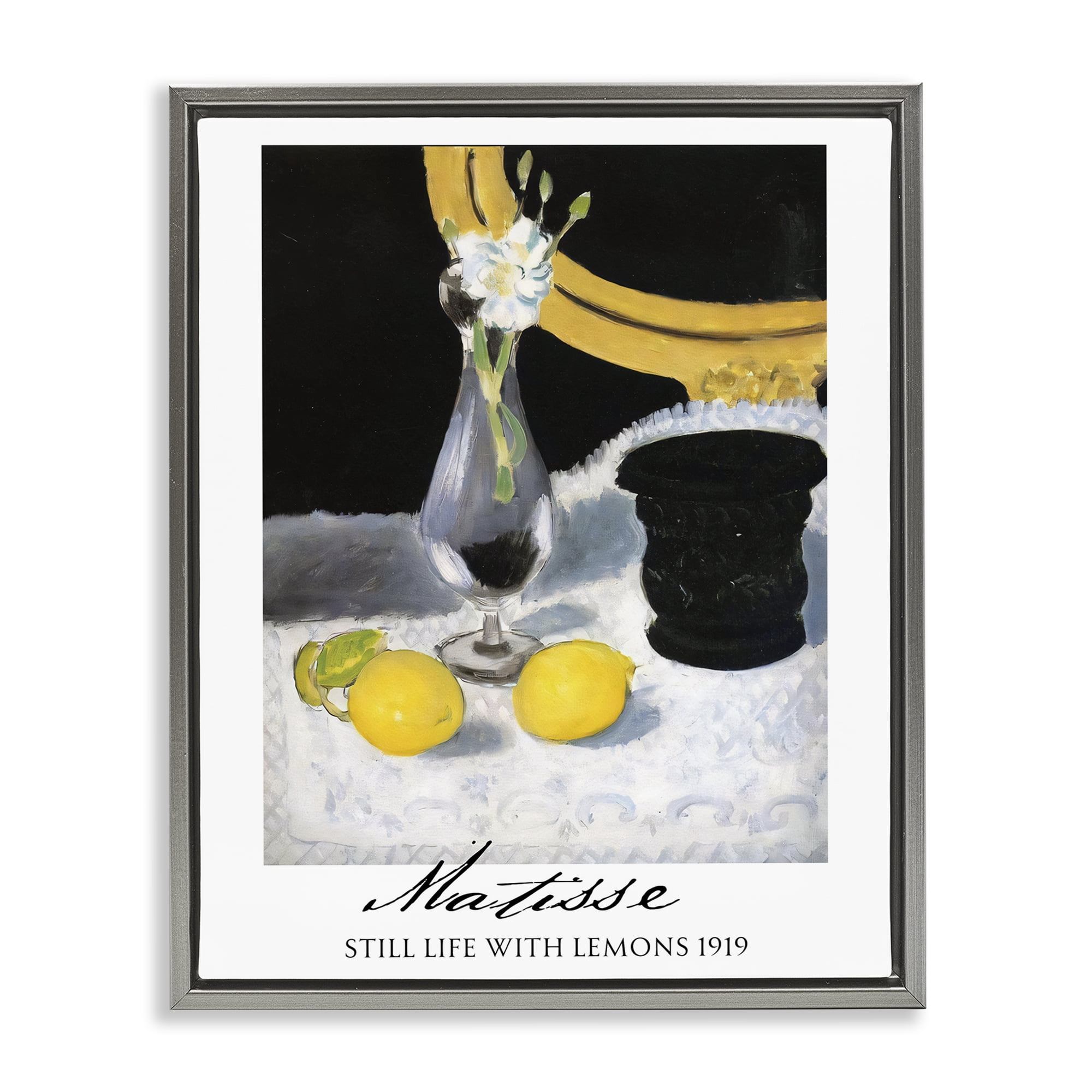 Stupell Industries Matisse Still Life Lemons Gray Framed Floater Canvas Wall Art, design by Vintage Hustle