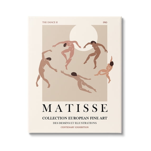 Stupell Industries Matisse Text Dancing People Neutral Tones Flyer Canvas Wall Art, 16 x 20, Design by Ros Ruseva