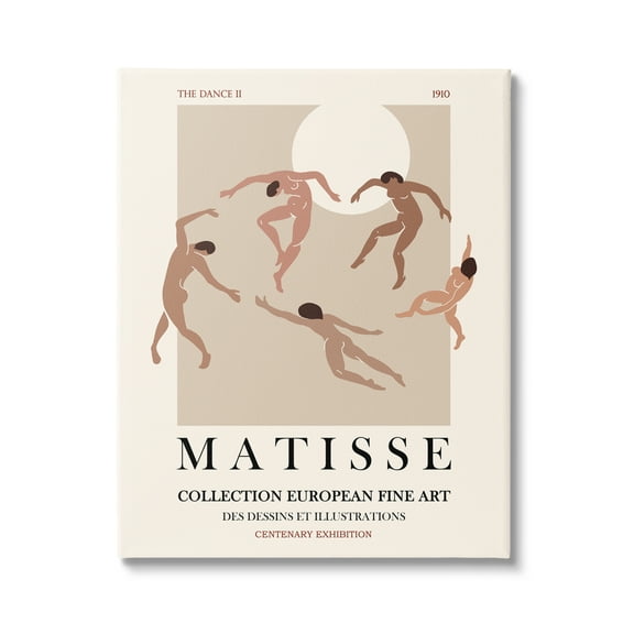 Stupell Industries Matisse Text Dancing People Neutral Tones Flyer Canvas Wall Art, 36 x 48, Design by Ros Ruseva