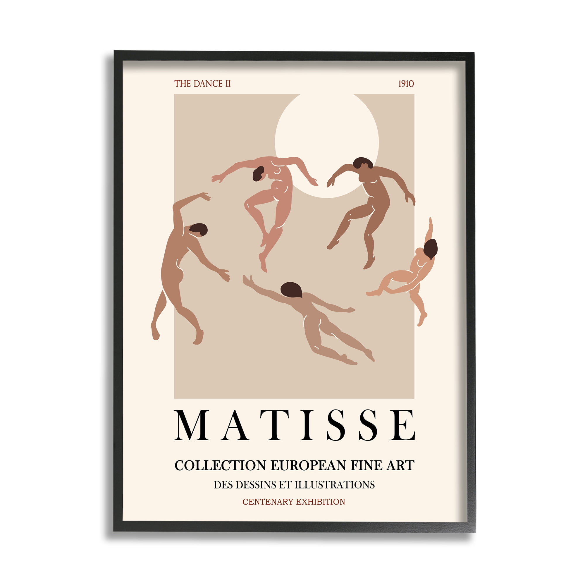 Stupell Industries Matisse Text Dancing People Neutral Tones Flyer Framed Wall Art, 11 x 14, Design by Ros Ruseva