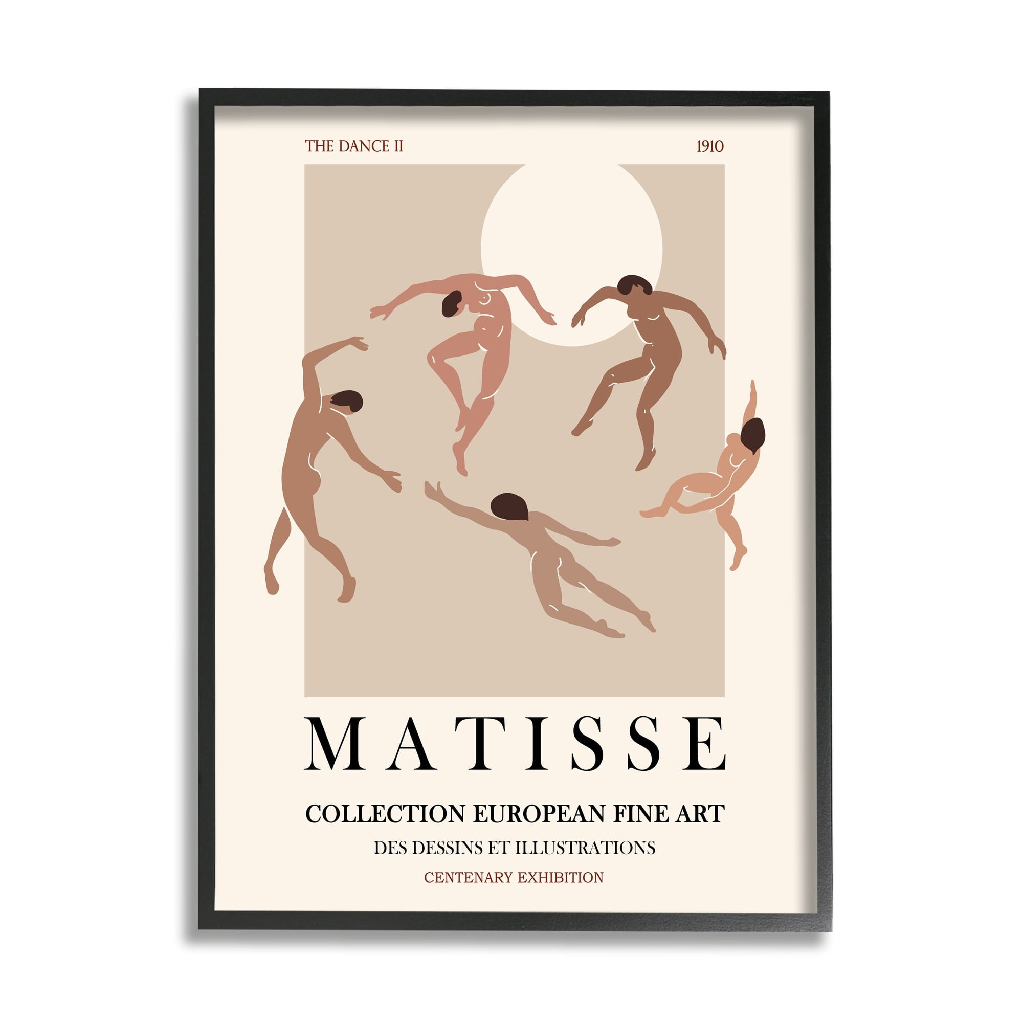 Stupell Industries Matisse Text Dancing People Neutral Tones Flyer Framed Wall Art, 24 x 30, Design by Ros Ruseva