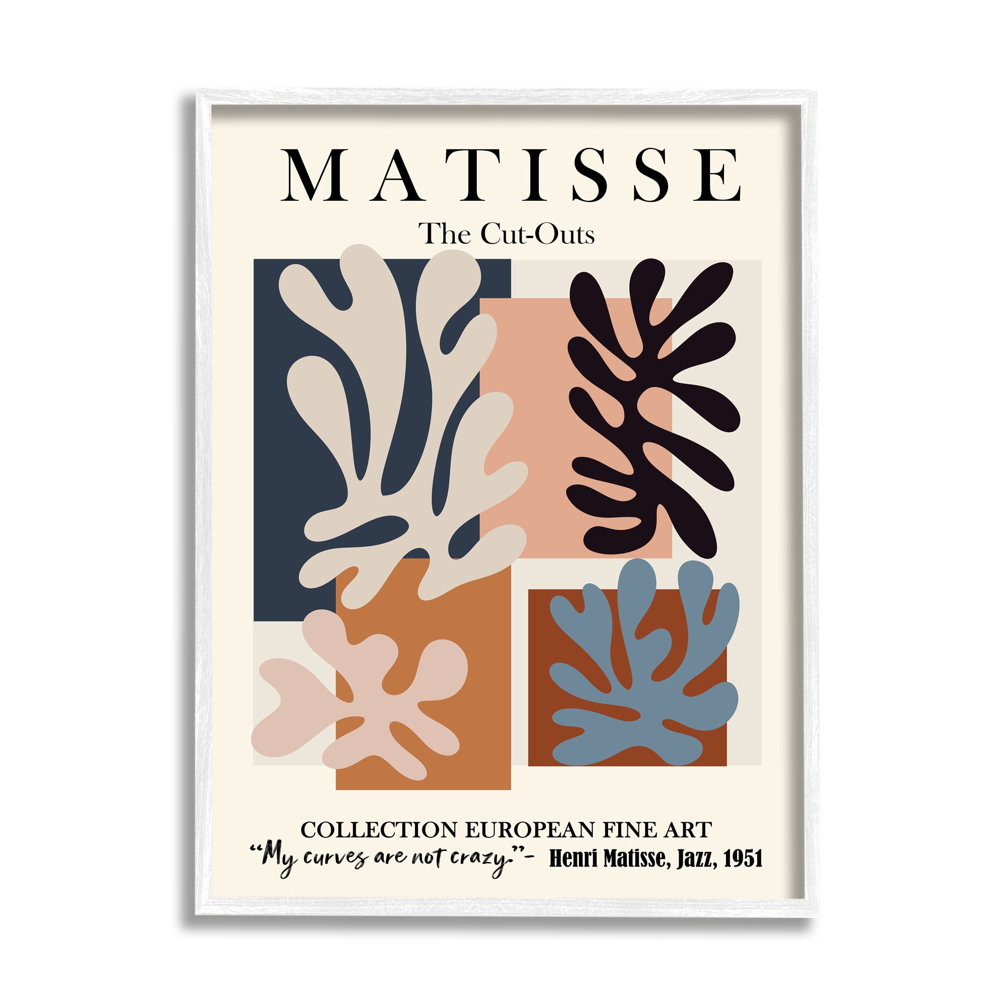 Stupell Industries Matisse Traditional Jazz Abstract Cut Out Forms Modern Painting White Framed Art Print Wall Art, 16 x 20, Design by Ros Ruseva