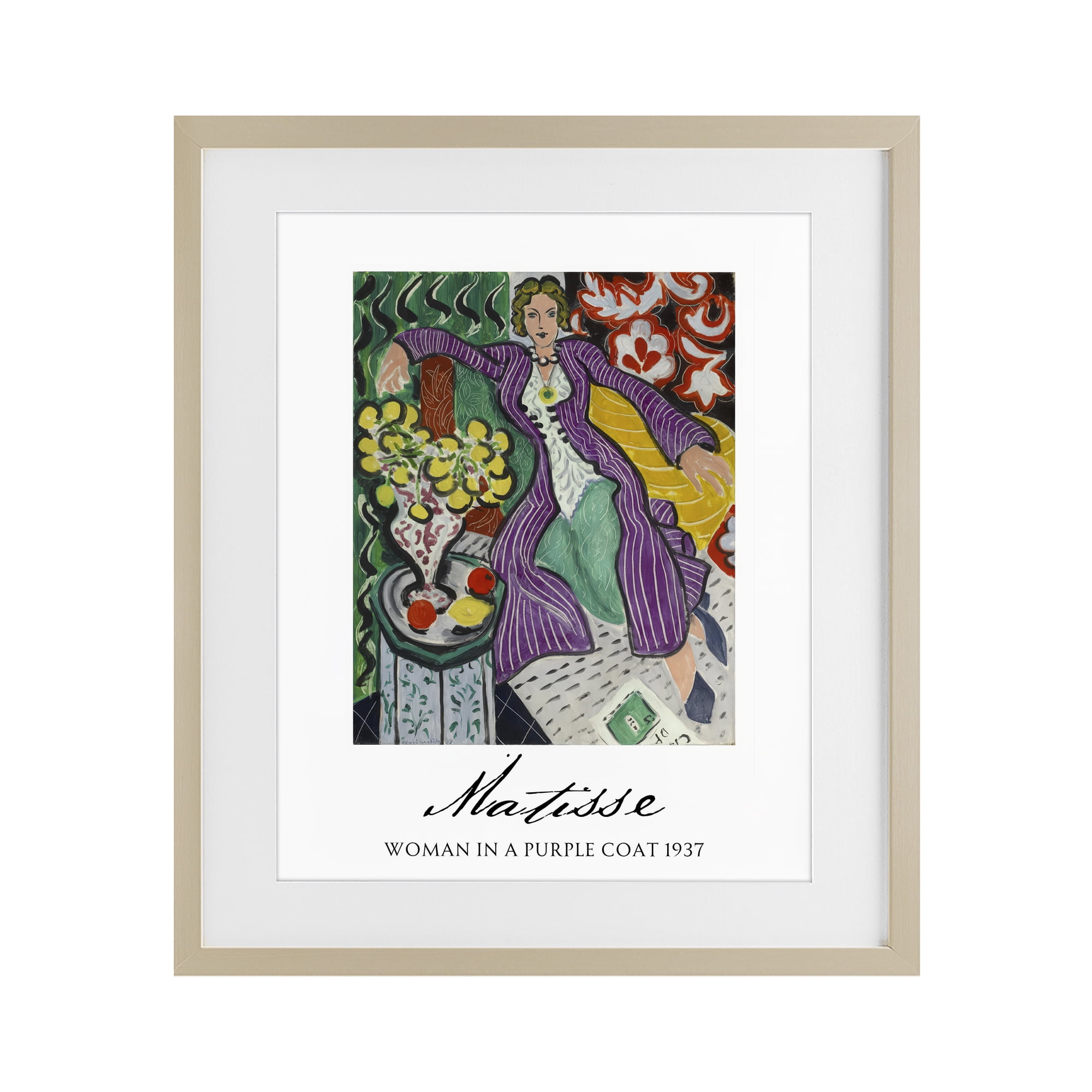 Stupell Industries Matisse Woman In Purple Coat Birch Framed Print Under Glass, design by Vintage Hustle