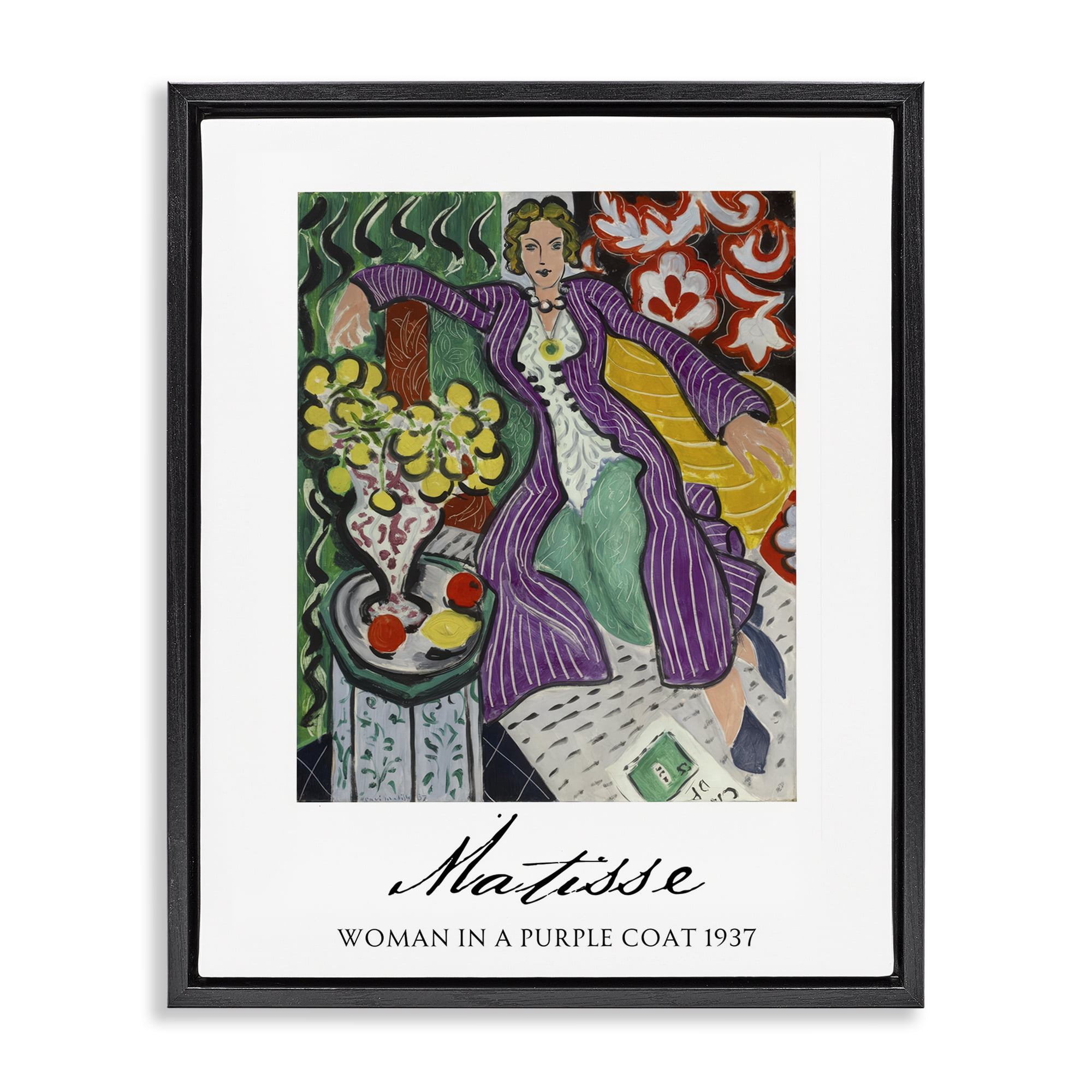 Stupell Industries Matisse Woman In Purple Coat Black Framed Floater Canvas Wall Art, design by Vintage Hustle