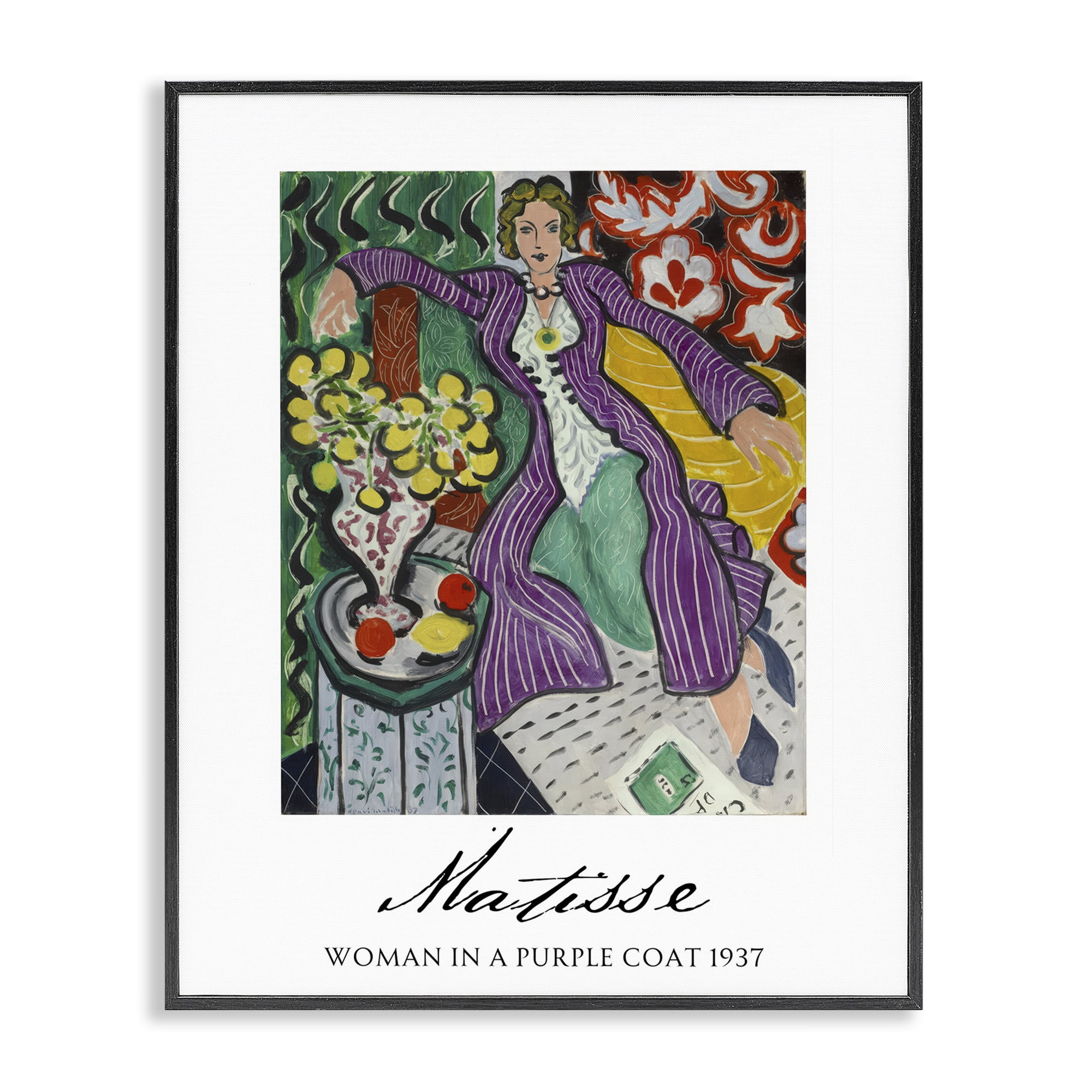 Stupell Industries Matisse Woman In Purple Coat Black Framed Giclee Art, design by Vintage Hustle