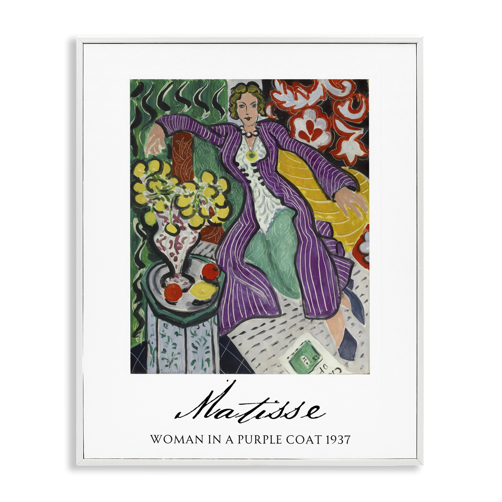 Stupell Industries Matisse Woman In Purple Coat White Framed Giclee Art, design by Vintage Hustle